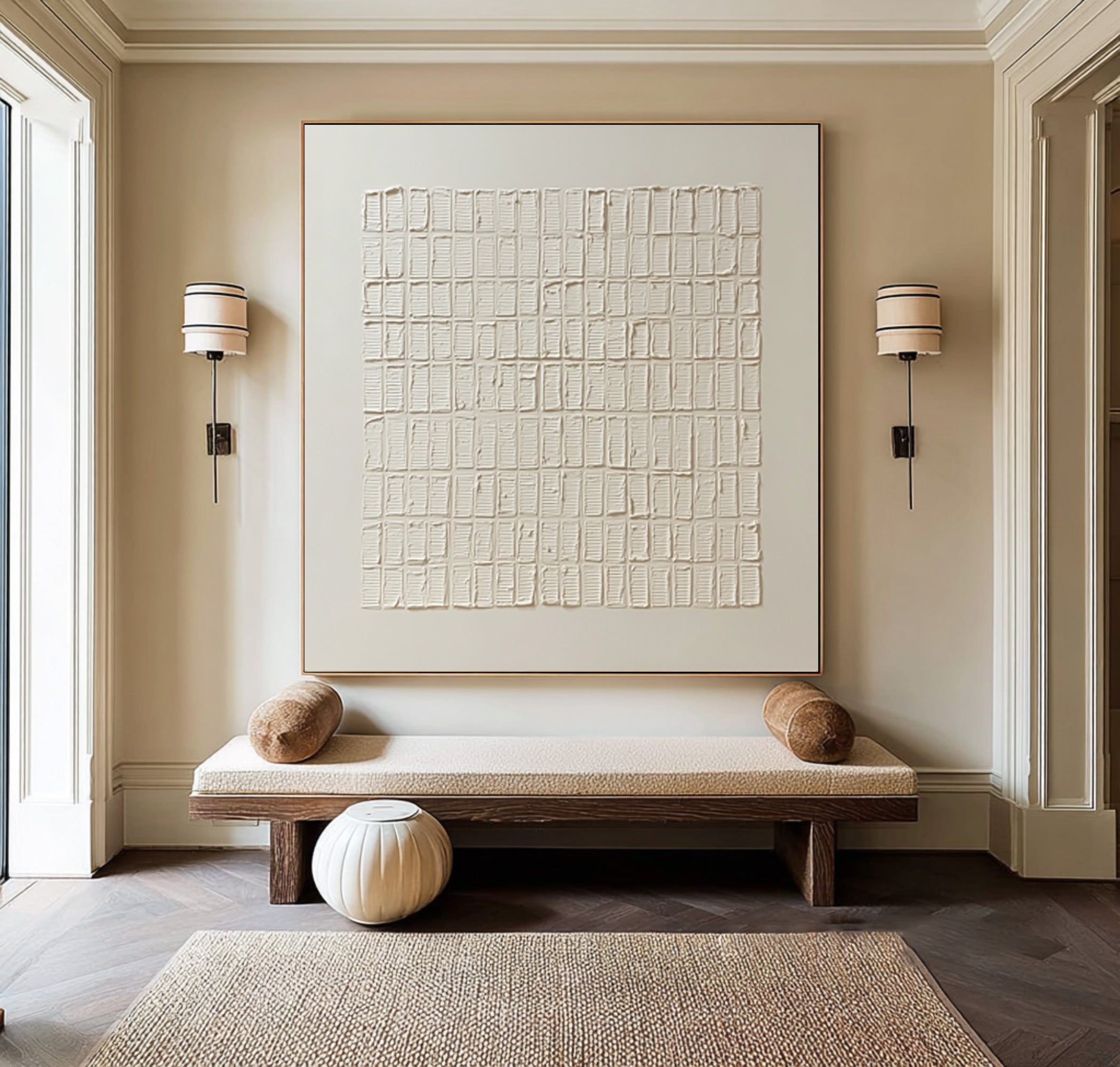 Modern Textured Art - Fluid White Abstract Painting #AG 061