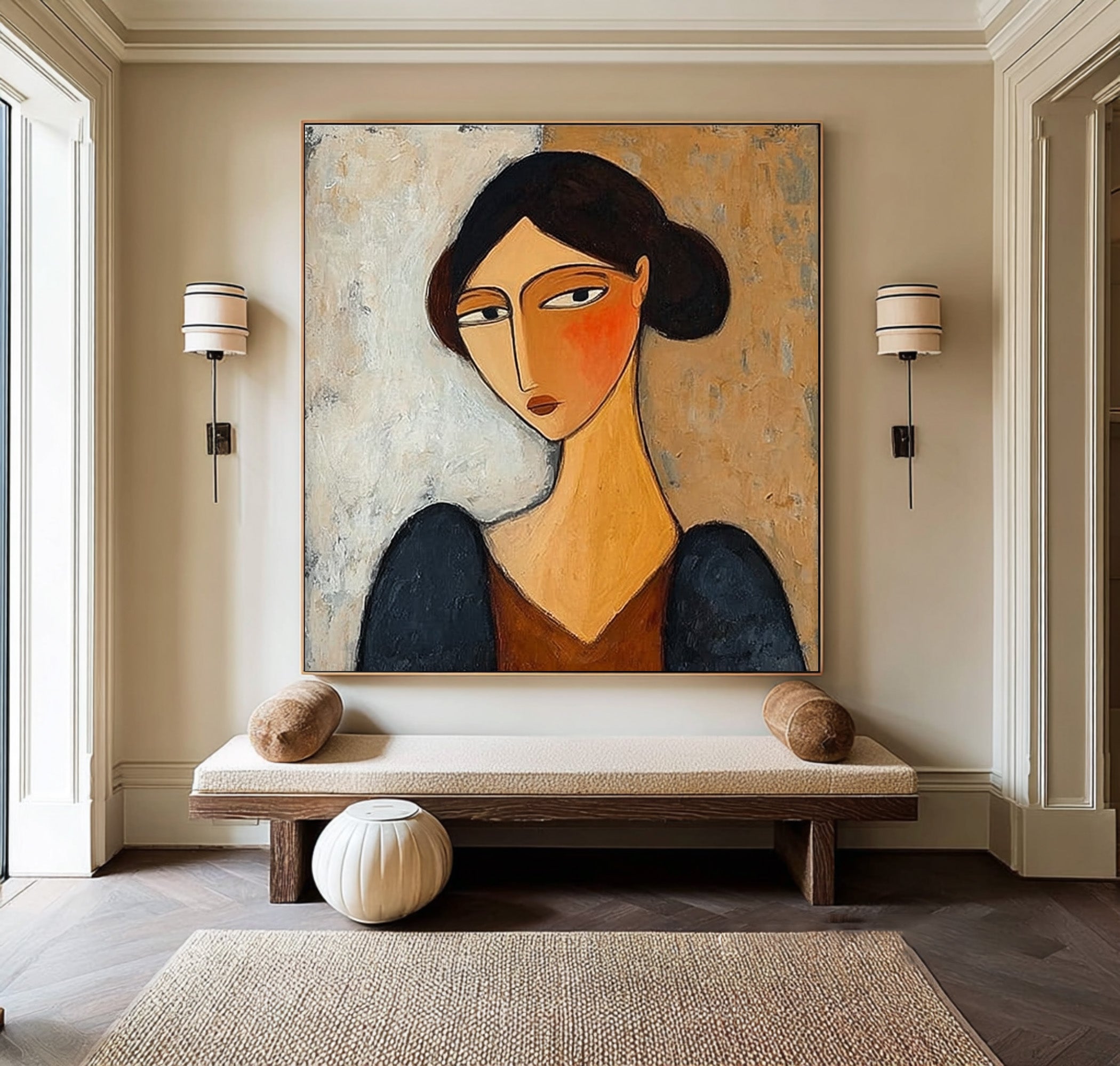 Unique Modern Portrait Canvas Gallery Style Art #AG 089