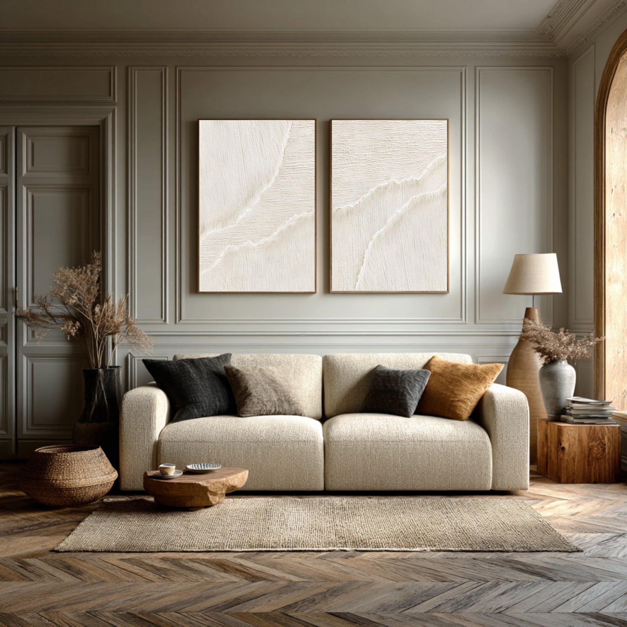 Textured Sand Ripple Canvas Set - Serene Home Decor #AG 073