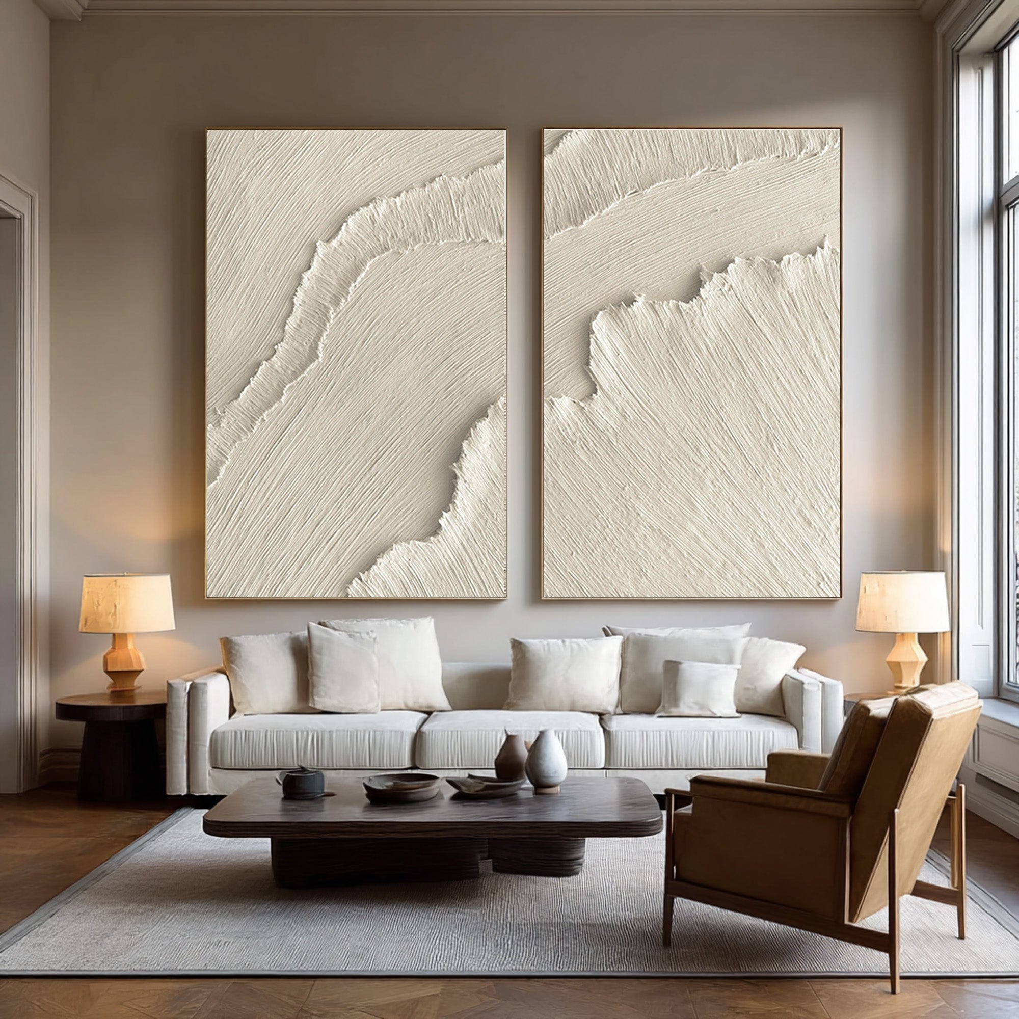 Modern Abstract Canvas Wall Decor Neutral Tones #AG 076