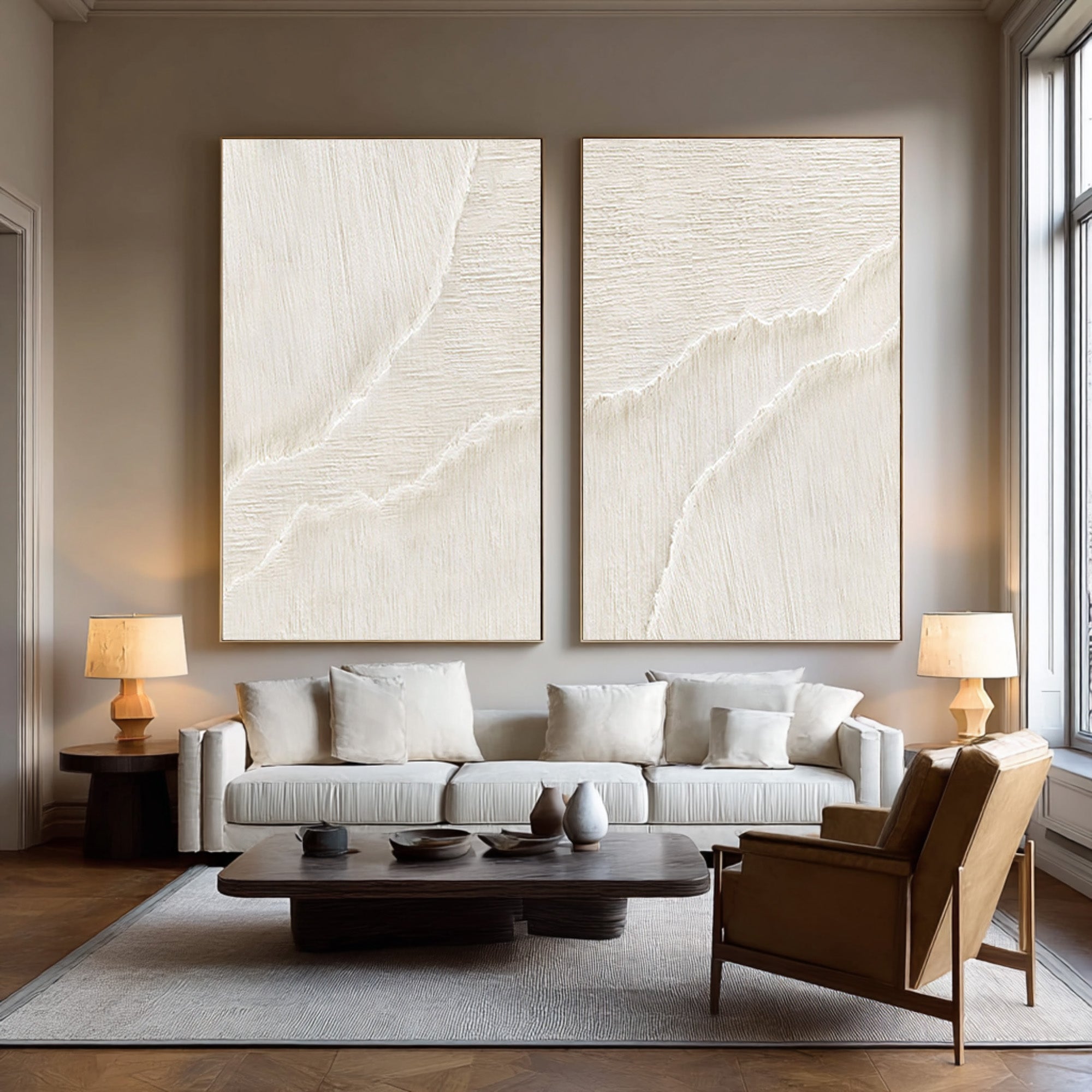Textured Sand Ripple Canvas Set - Serene Home Decor #AG 073