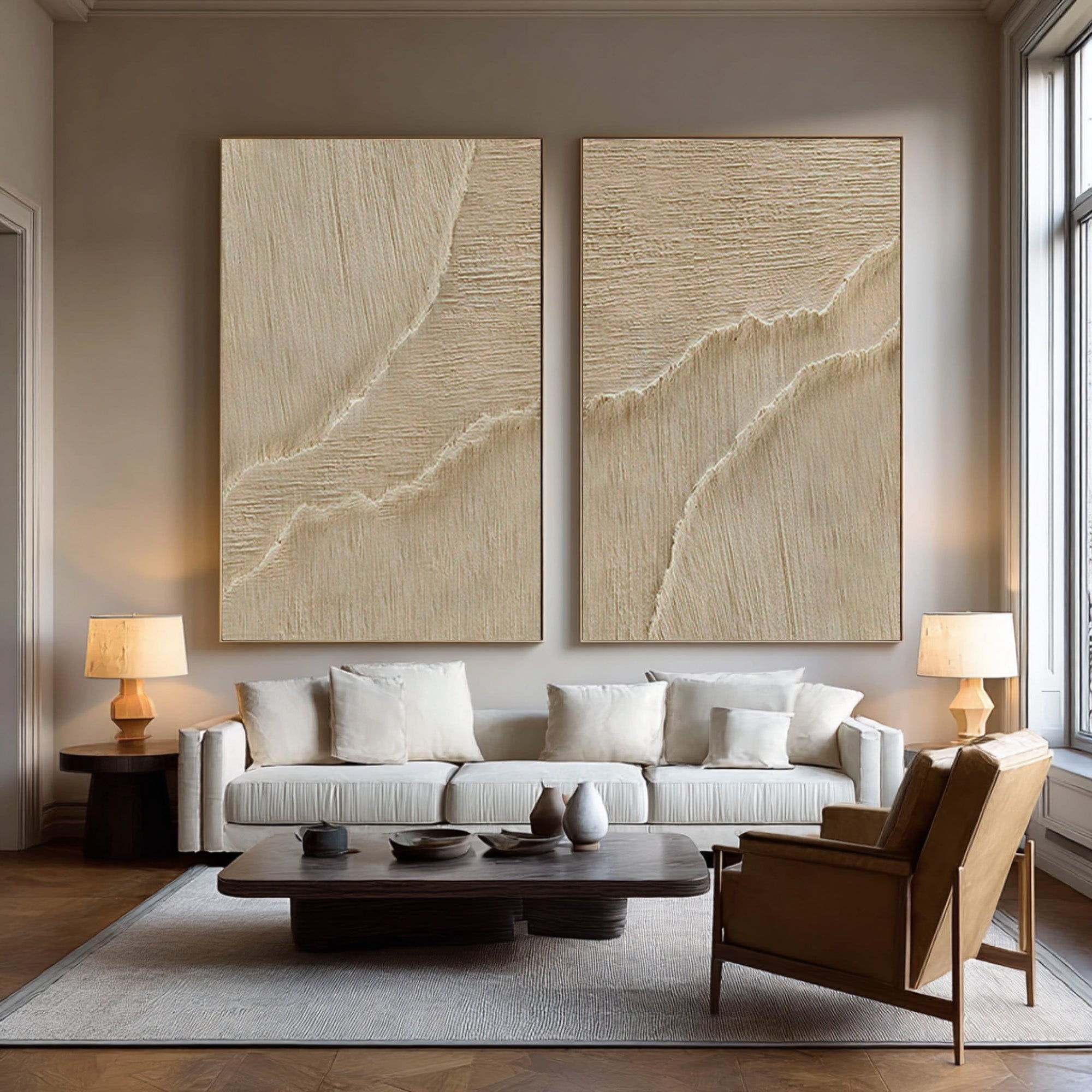 Textured Earth Tone Abstract Diptych #AG 074