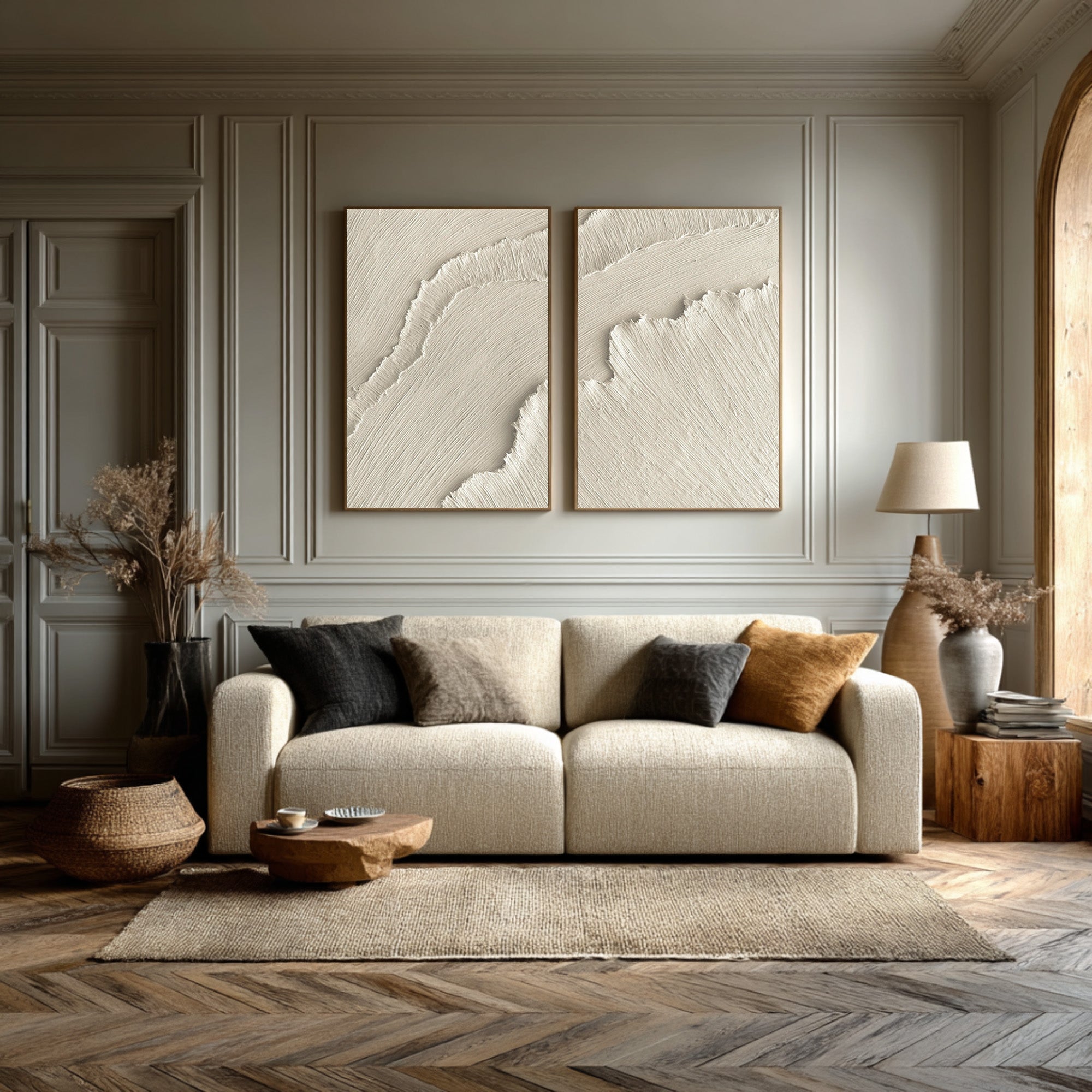 Modern Abstract Canvas Wall Decor Neutral Tones #AG 076