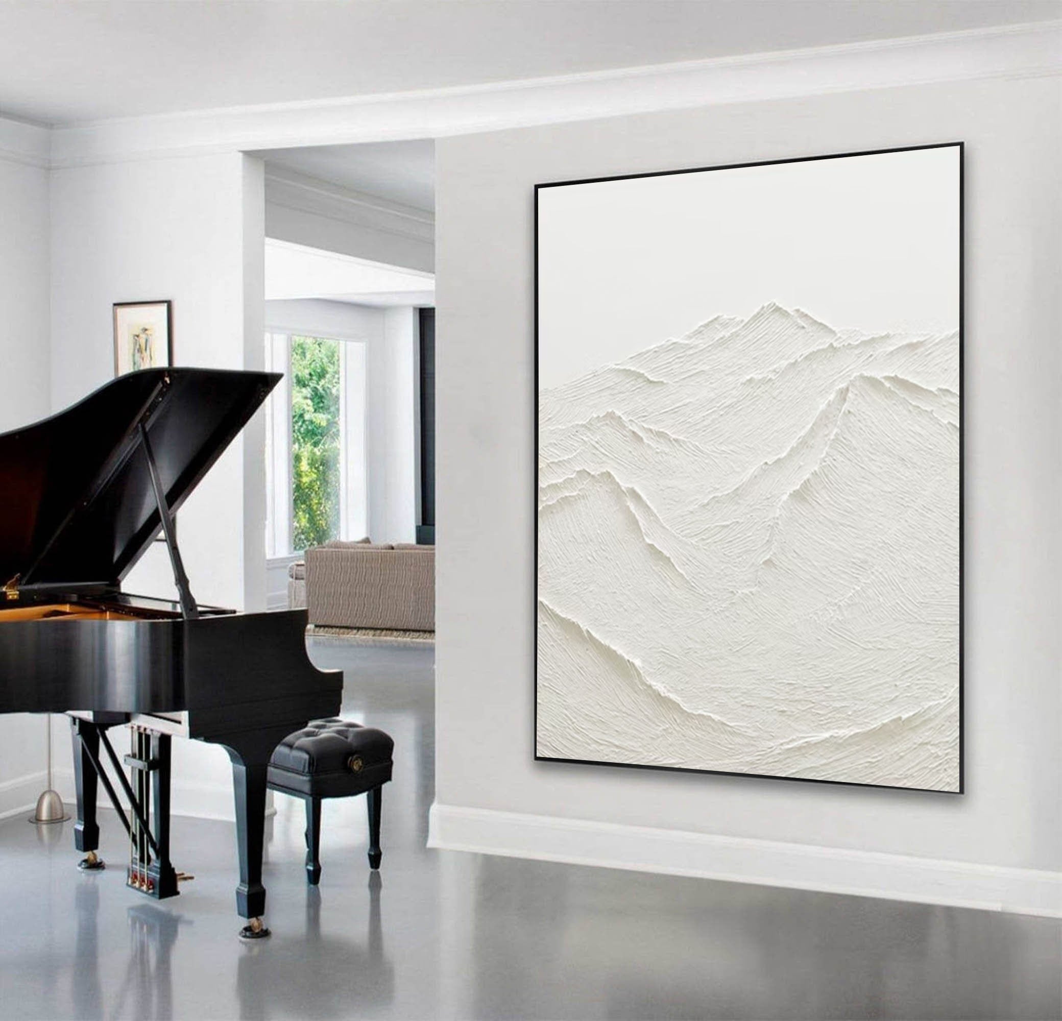 لوحة جبلية بيضاء بسيطة، ديكور فني تجريدي #MM165