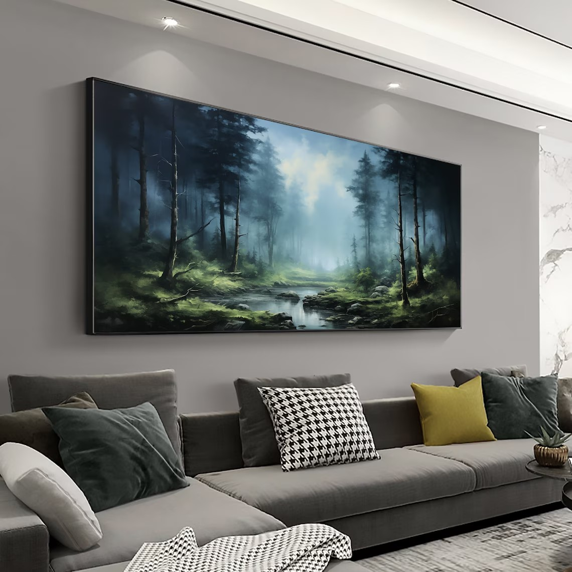 Forest Landscape Oil Painting, Misty Woodland Scene on Canvas #MM435