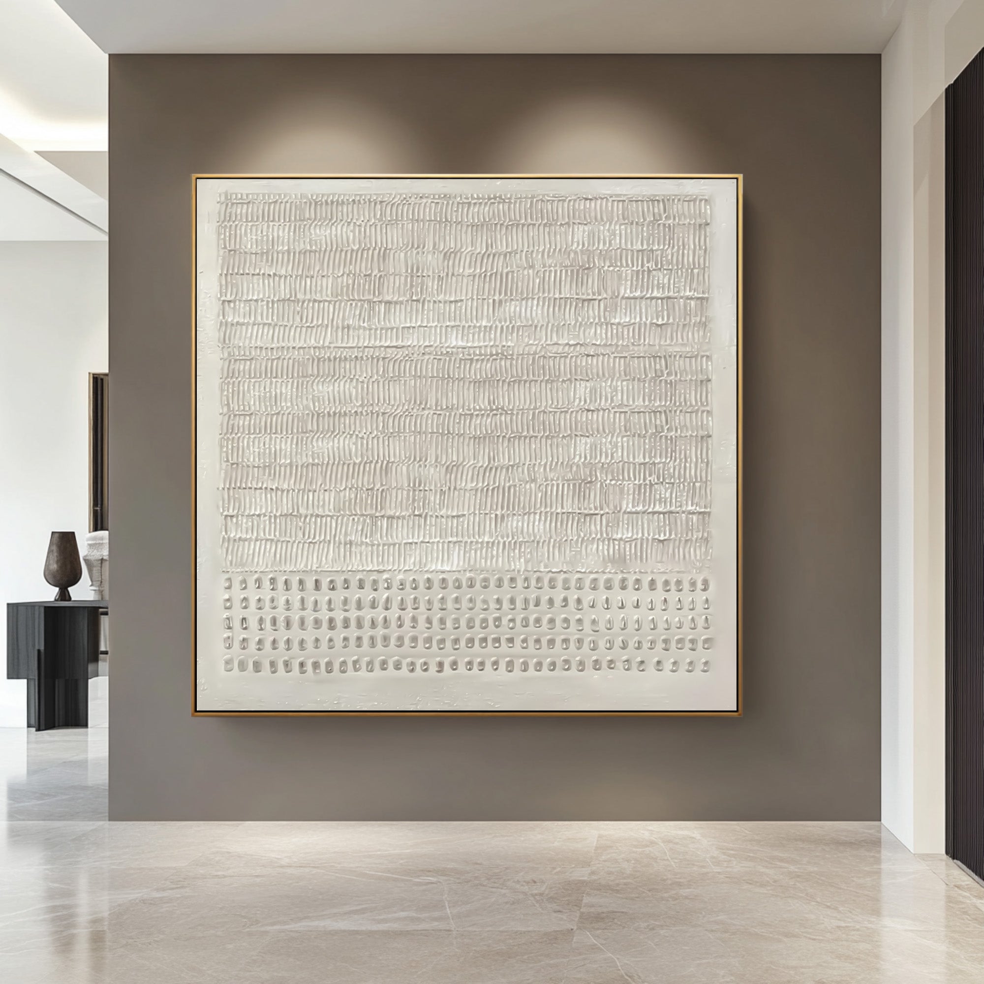 Large Contemporary White 3D Art - Hand-Painted Original #AG 027