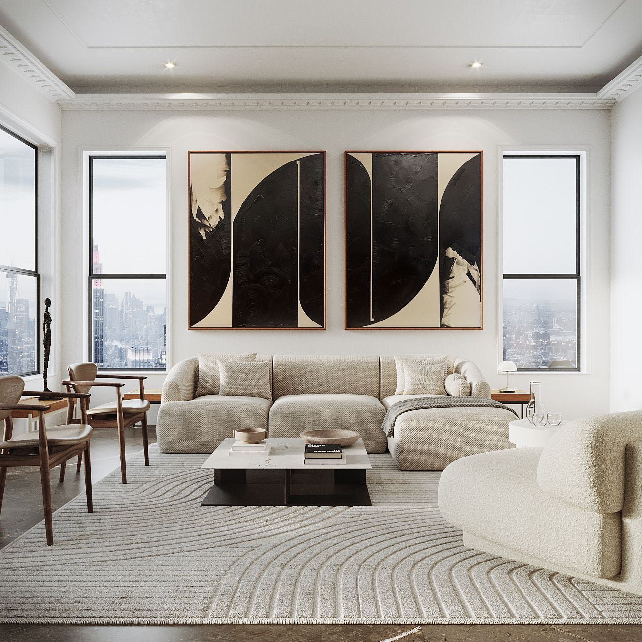 Black and Beige Abstract Canvas For House Decor #MMS013