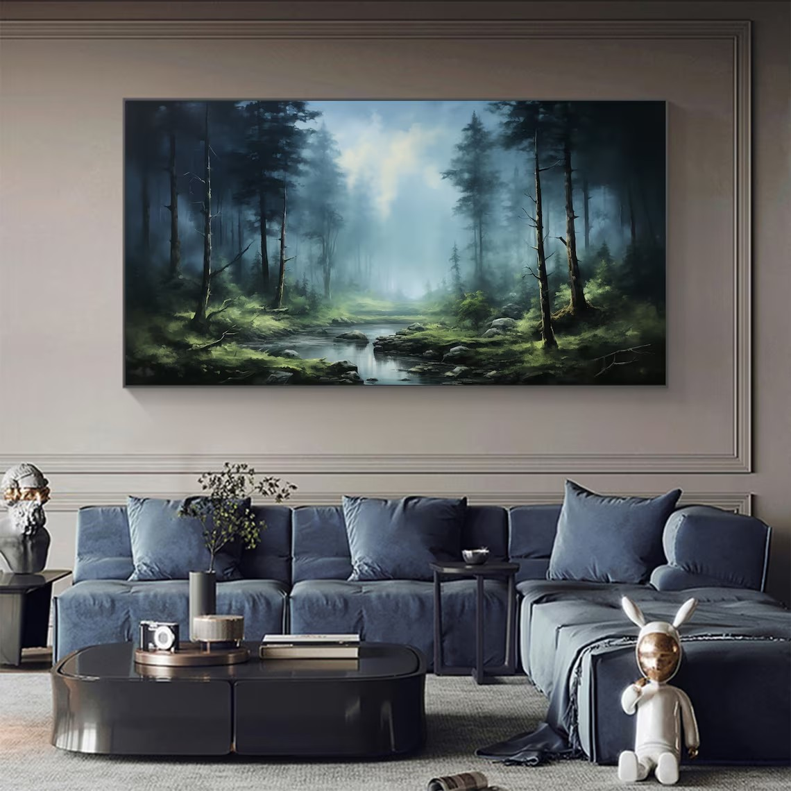 Forest Landscape Oil Painting, Misty Woodland Scene on Canvas #MM435