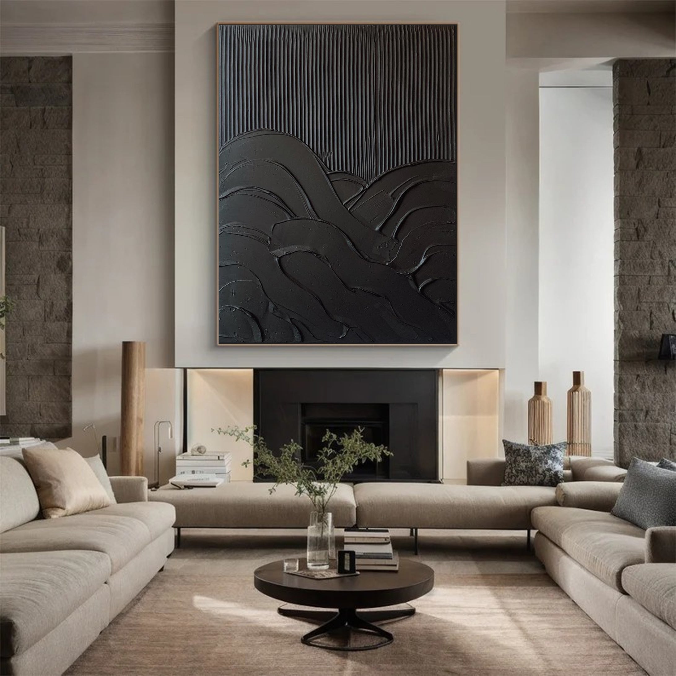 ديكور حائط من قماش أسود بسيط ومزخرف #MM023