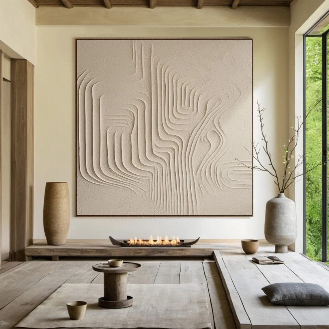 Textured Organic Forms Beige Abstract Minimalist Modern Art #MM235