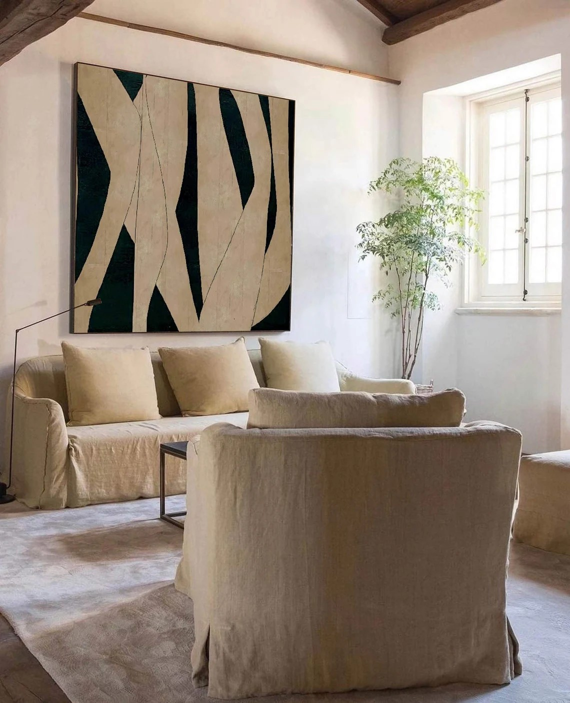 Organic Beige Expression, Dark Field Design, Contemporary Art #MM422