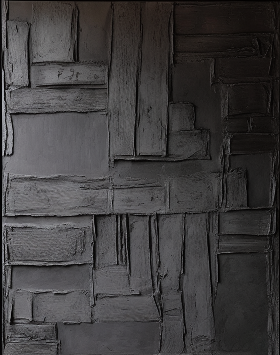 Black Blockwork: Geometric Abstract, Architectural Texture #MM508
