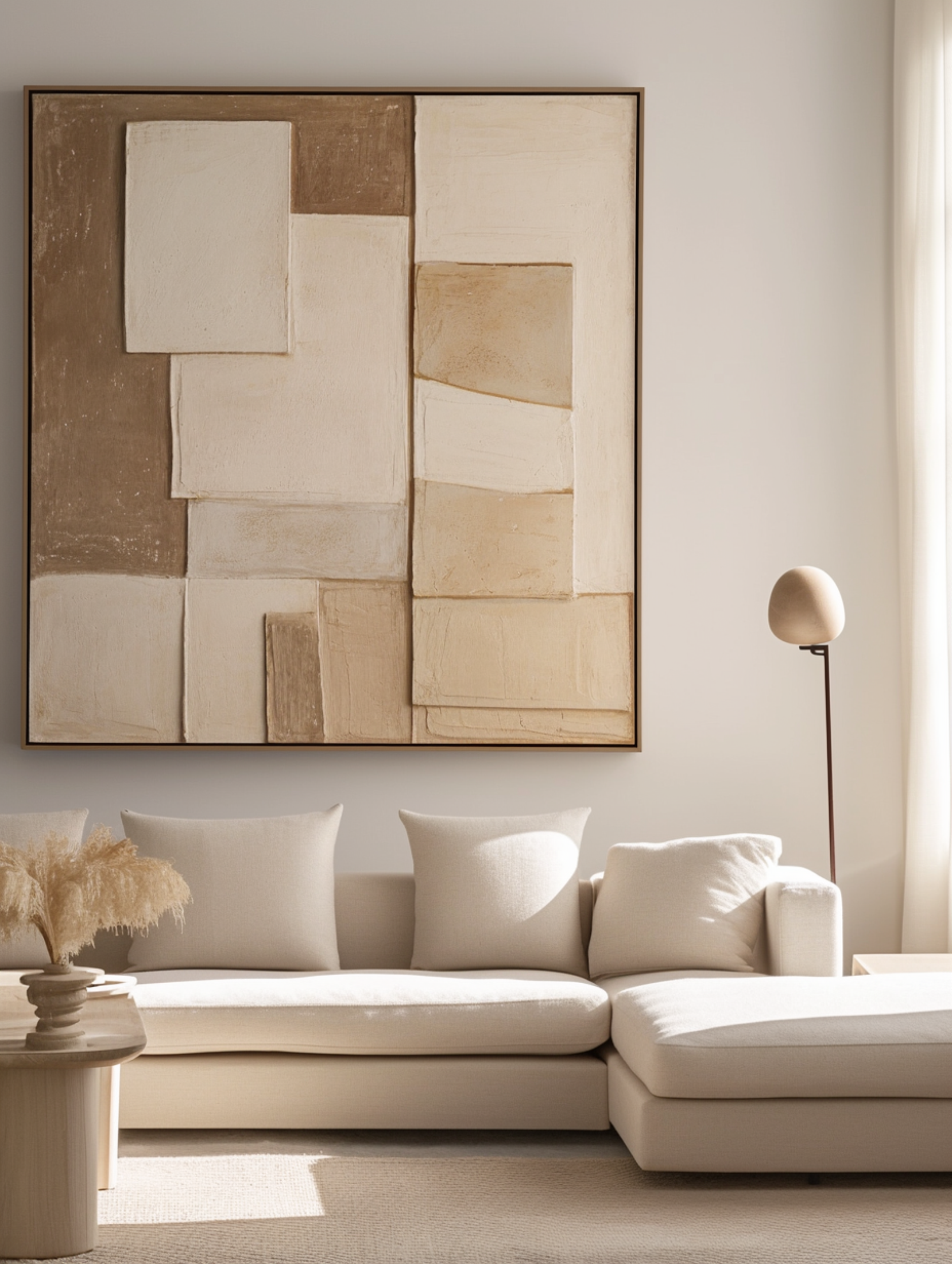 Earthy Fragments: Wabi Sabi Abstract Canvas with Natural Planes #MM569
