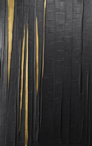 Noir Lumina: Textured Black Diptych with Gold Illumination #MM571