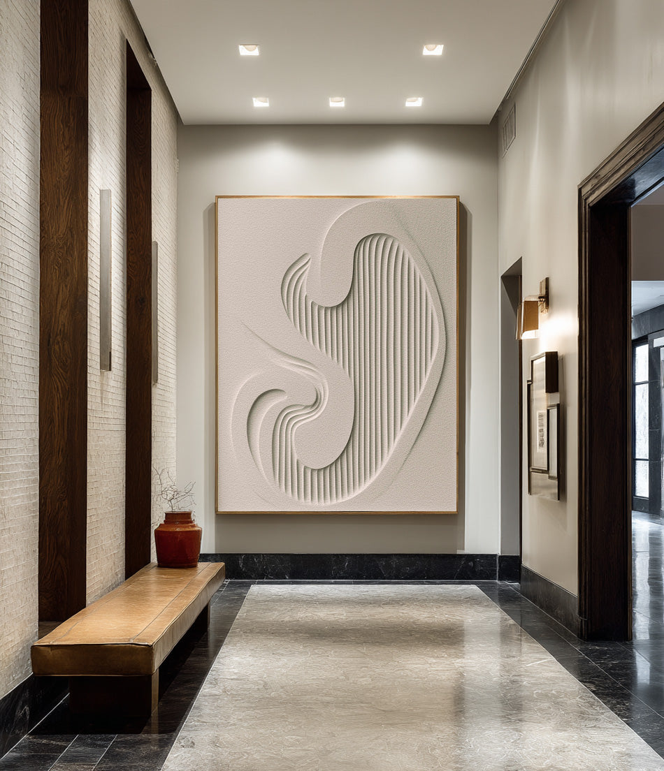 Textured Abstract Canvas Art Subtle 3D Lines Artwork #AG 082