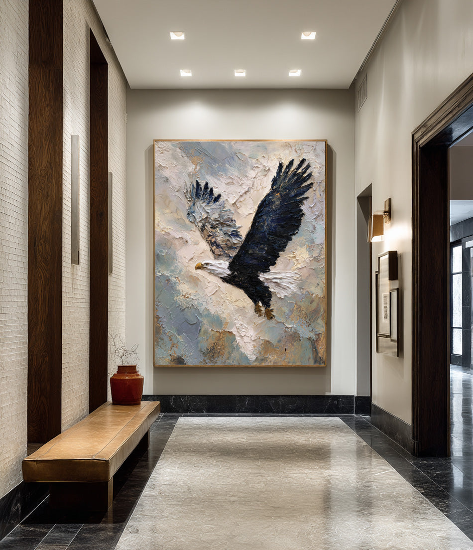 Textured Animal Art - Eagle Flight Abstract Painting #AG 052