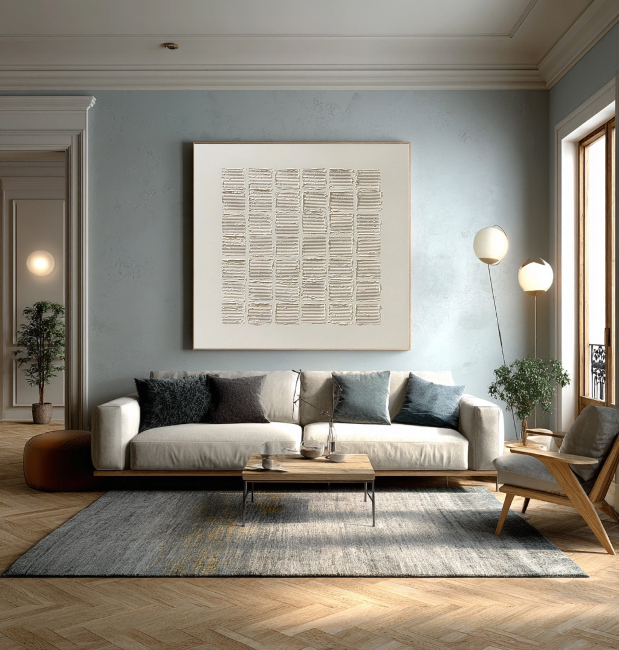 Minimalist Textured Painting - Abstract Grid Decor #AG 060