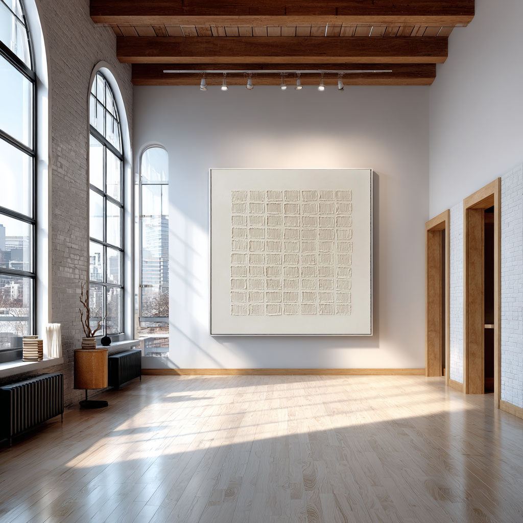 Modern Geometric Texture - White Grid Artwork #AG 059