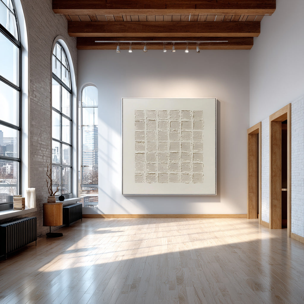 Minimalist Textured Painting - Abstract Grid Decor #AG 060