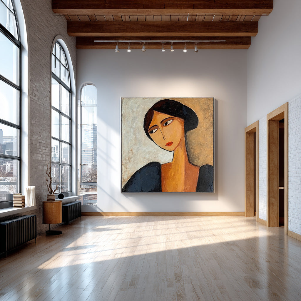 Modern Expressionist Portrait Bold Colors Canvas #AG 088