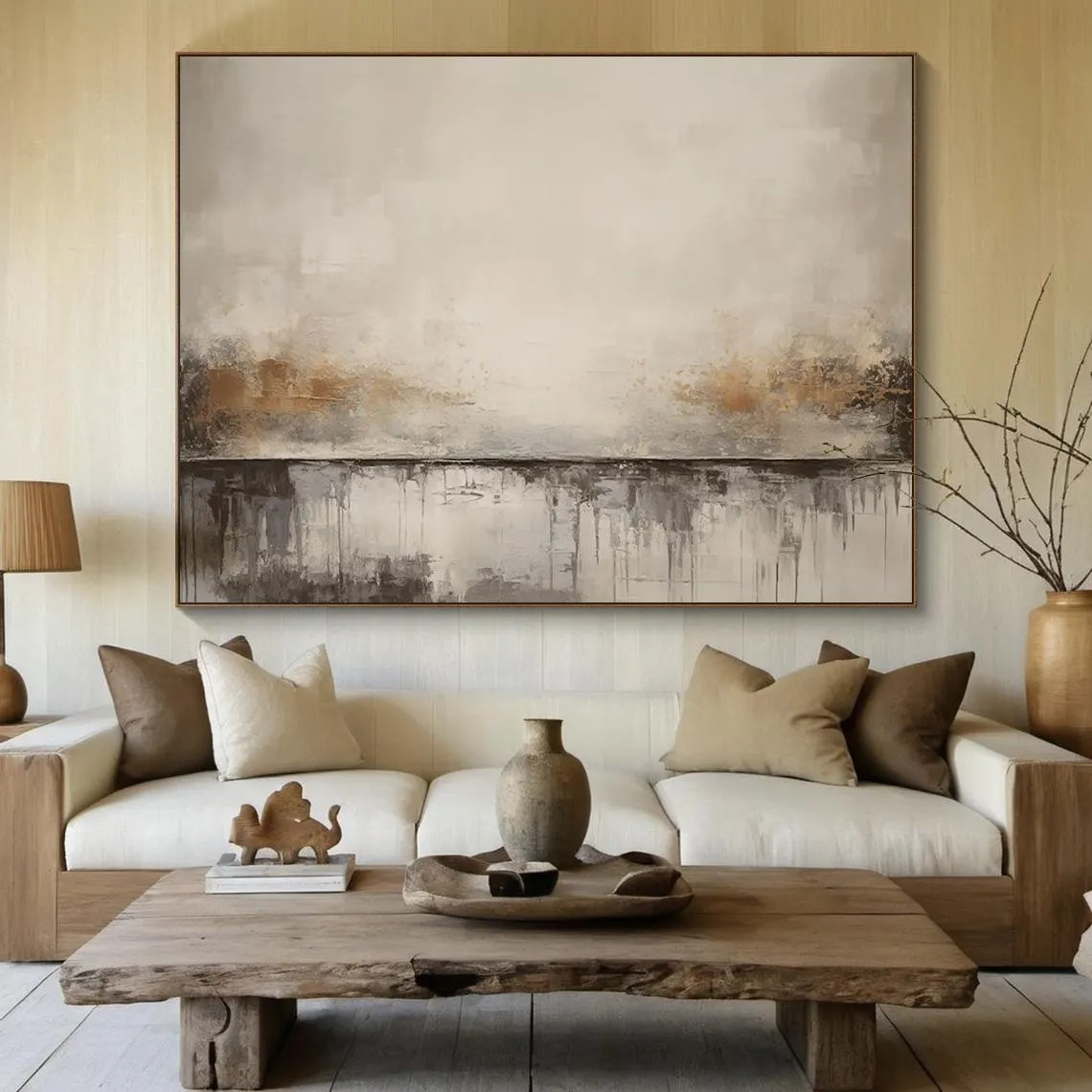 Textured Abstract Brown & Gold Landscape Modern Minimalist Art #MM230