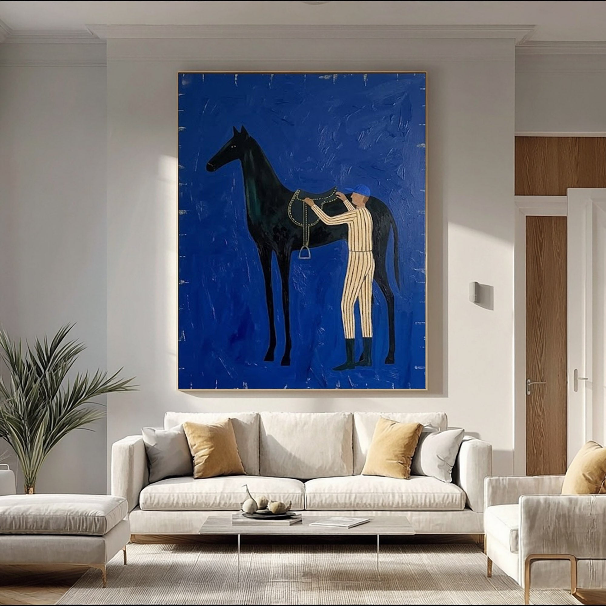 Large Contemporary Cowboy Horse Oil Painting Luxury Wall Art
