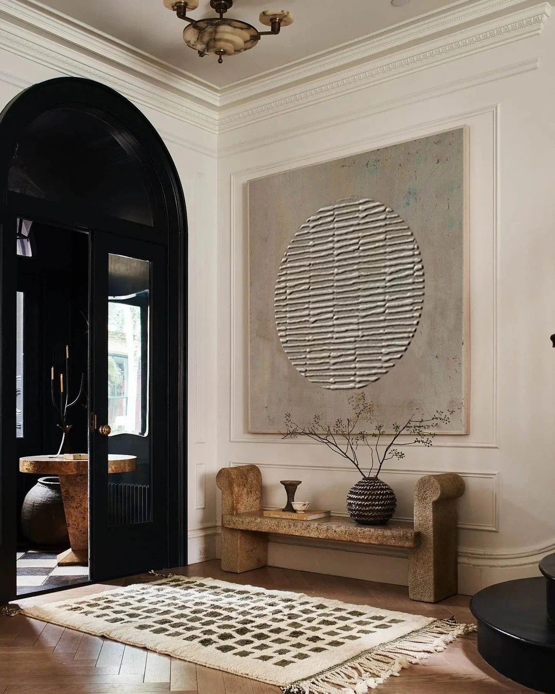 Textured Circle Abstraction, Earth Tone Minimalist Wall Decor #MM426