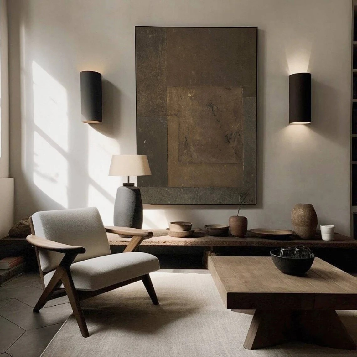 فن وابي سابي التجريدي ذو الملمس البني الطبيعي والأناقة #MM252