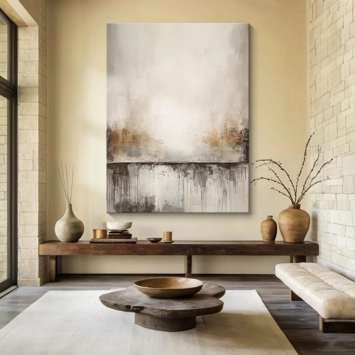 Textured Abstract Brown & Gold Landscape Modern Minimalist Art #MM230