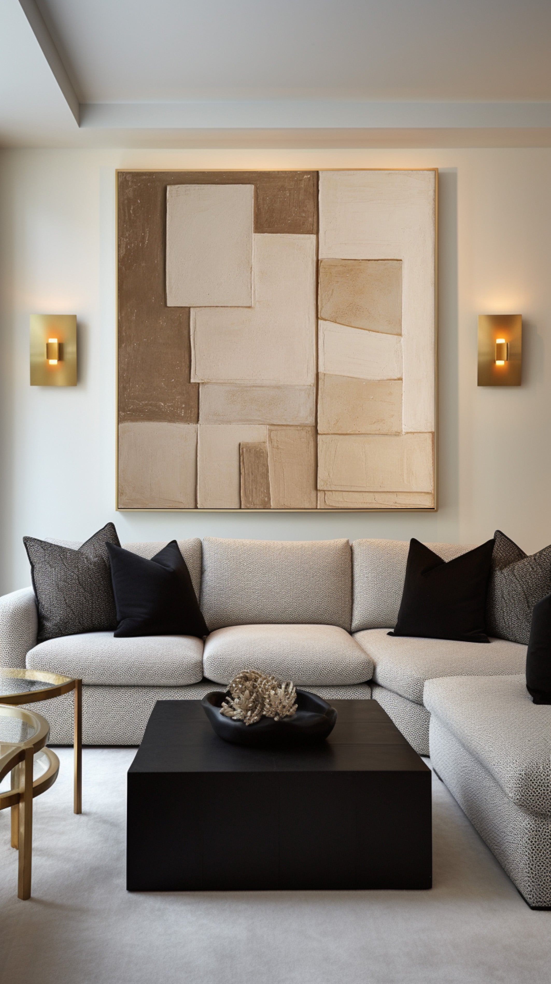 Earthy Fragments: Wabi Sabi Abstract Canvas with Natural Planes #MM569