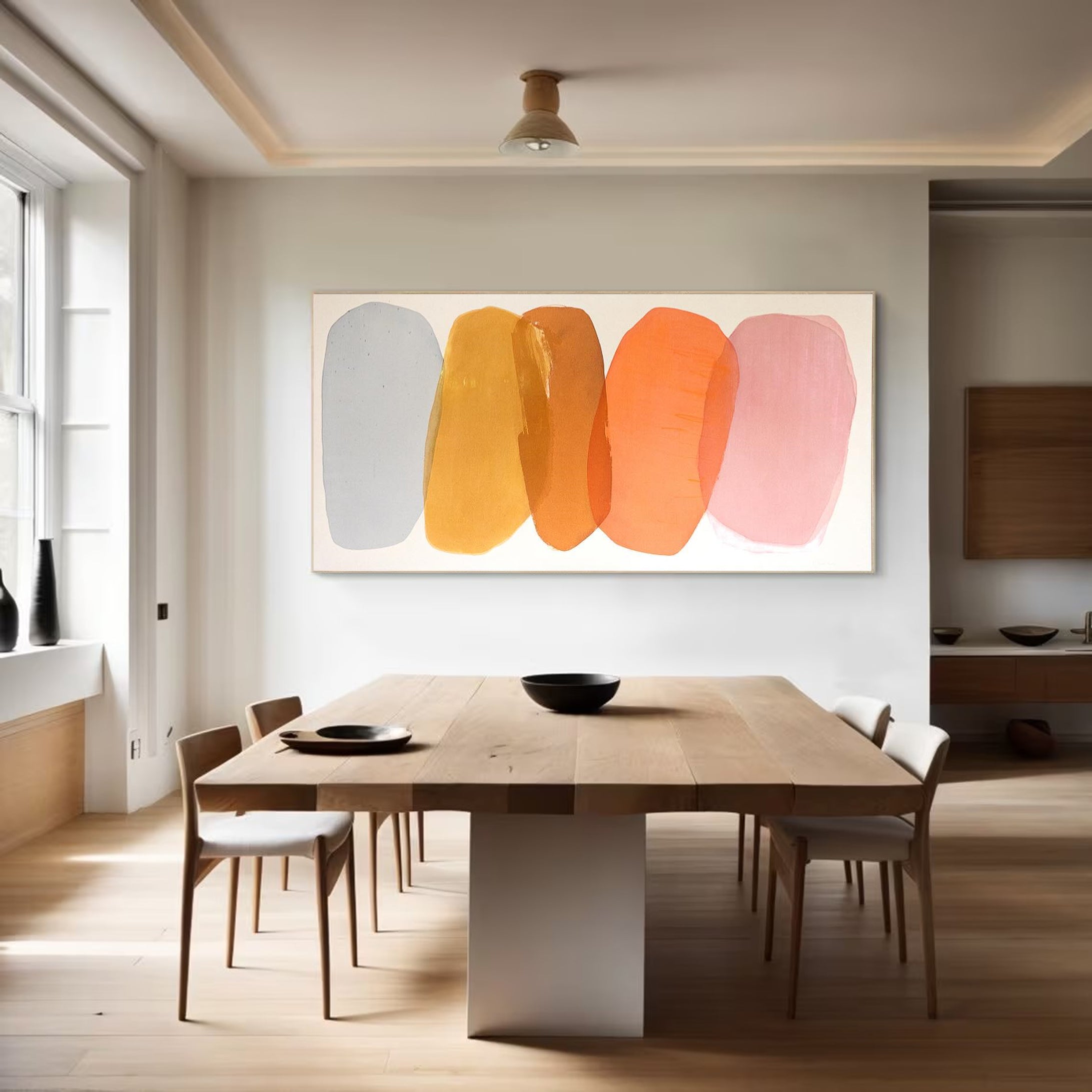 لوحة فنية تجريدية بألوان ناعمة، هادئة وأنيقة #AB012