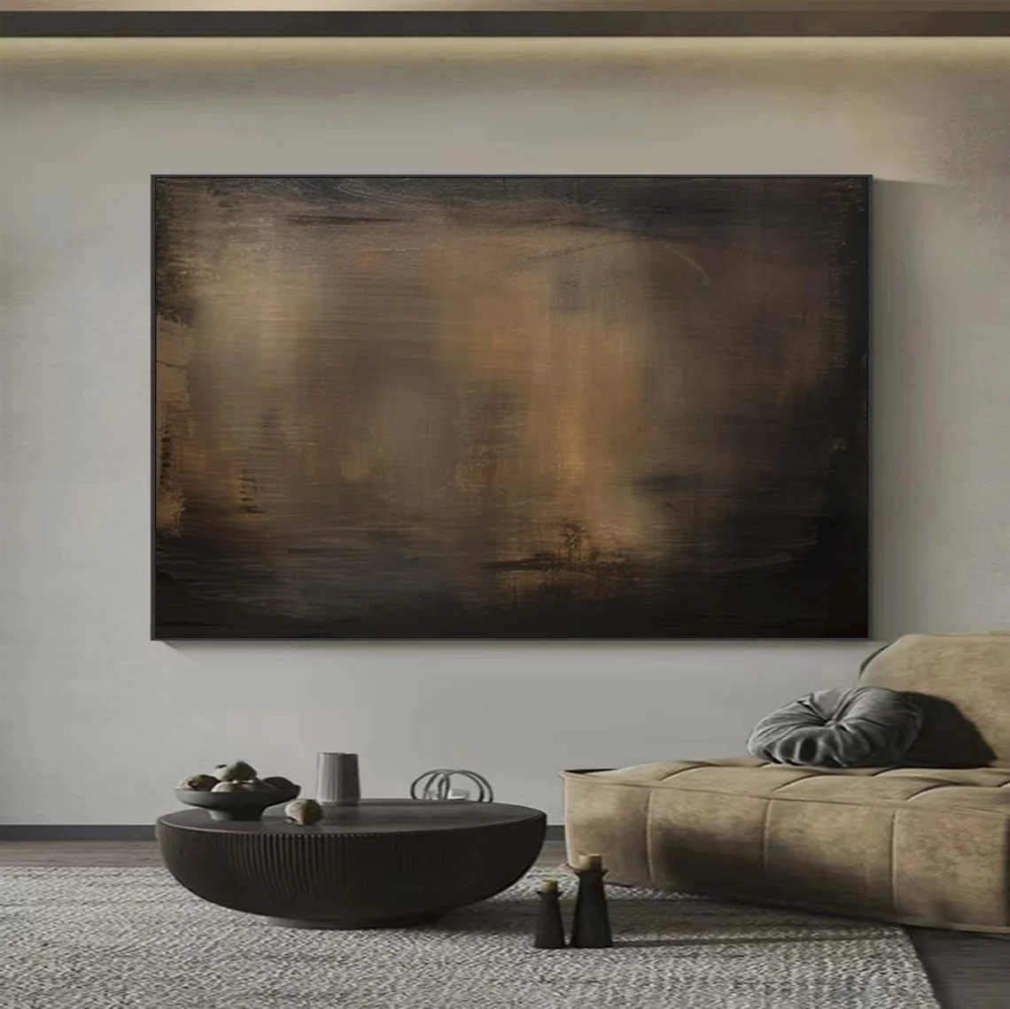 Large Modern Dark Shades Abstract Landscape Wall Decor #MM212