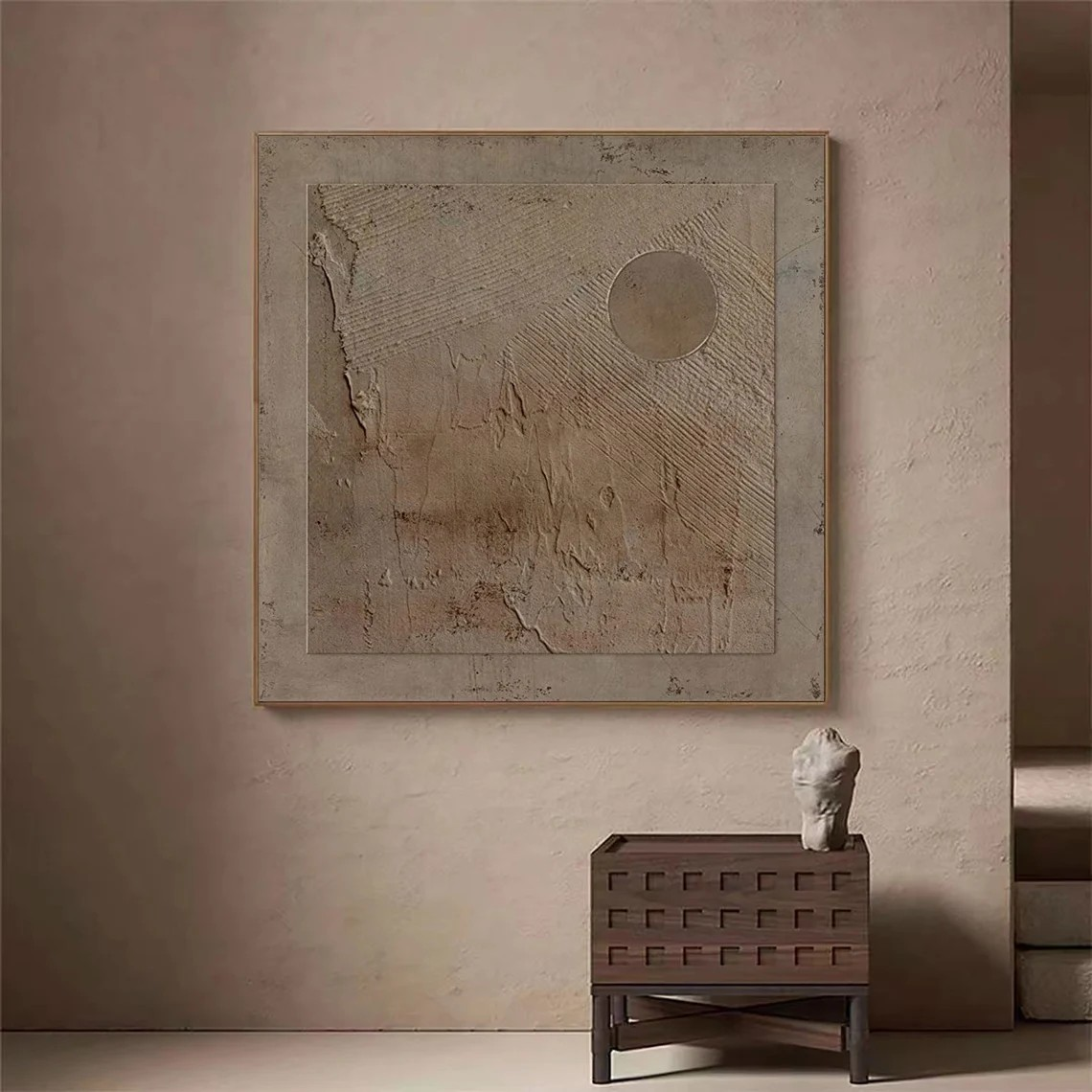Earth Tone Minimalist Texture Art with Circular Form #MM425