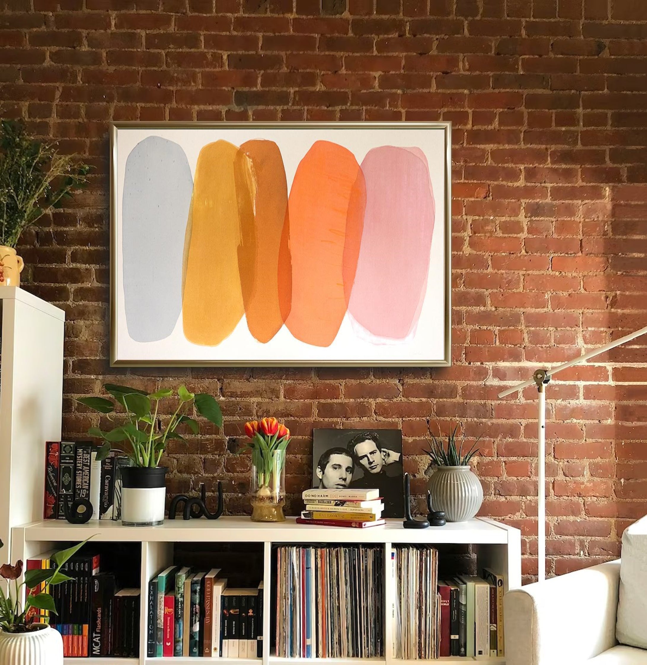 لوحة فنية تجريدية بألوان ناعمة، هادئة وأنيقة #AB012