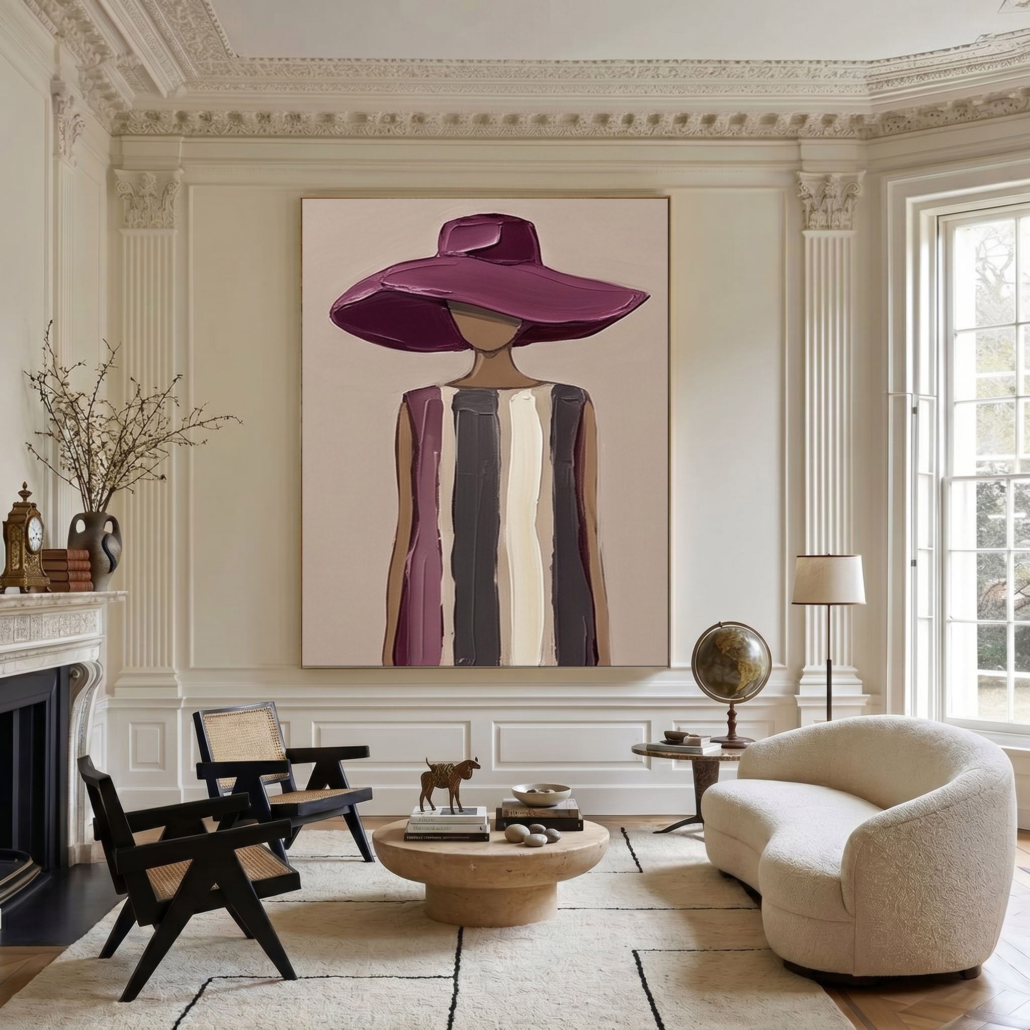 Large Modern Woman Portrait Wall Art Abstract Oil Painting Vintage Americana Art Cowgirl Cowboy Western Fashion Figure Contemporary Decor
