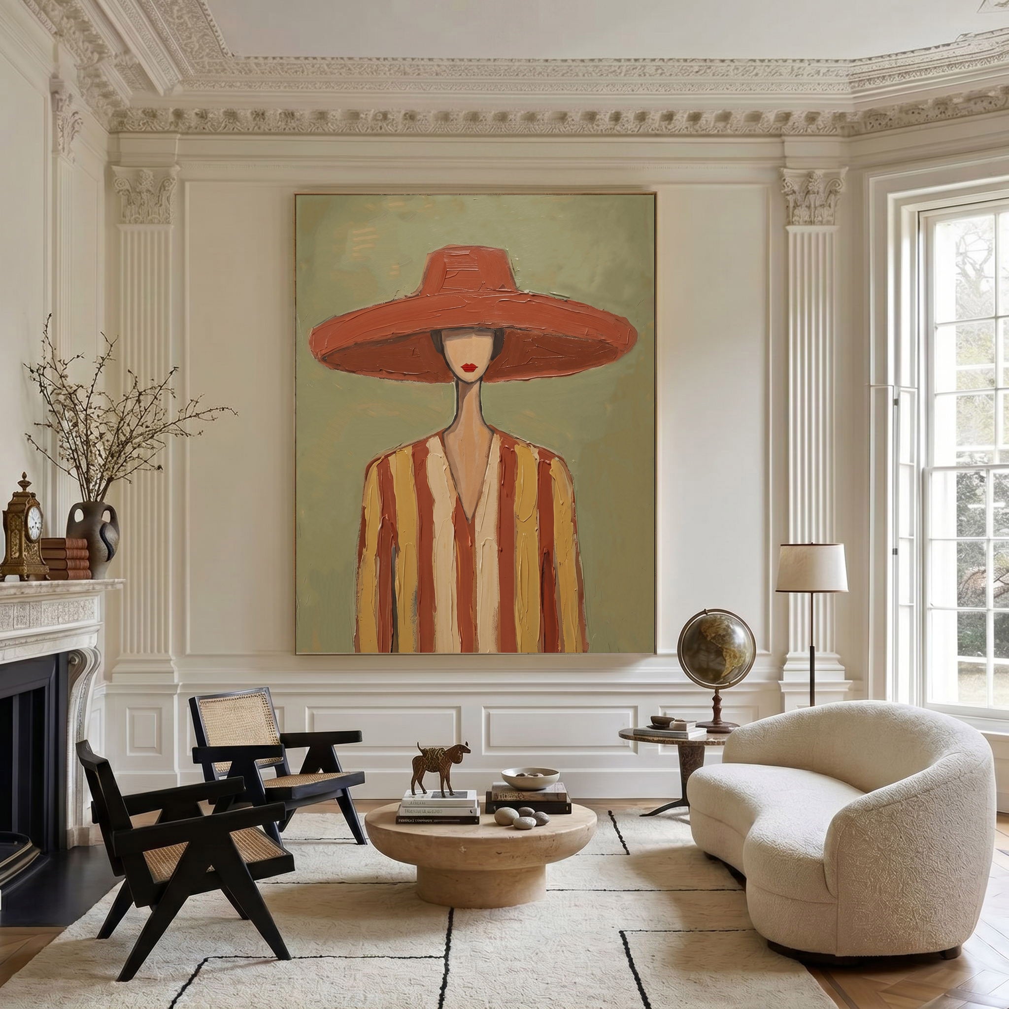 Large Cowgirl Wall Art Vintage Americana Art Western Woman Portrait Oil Painting Cowboy Style Home Decor