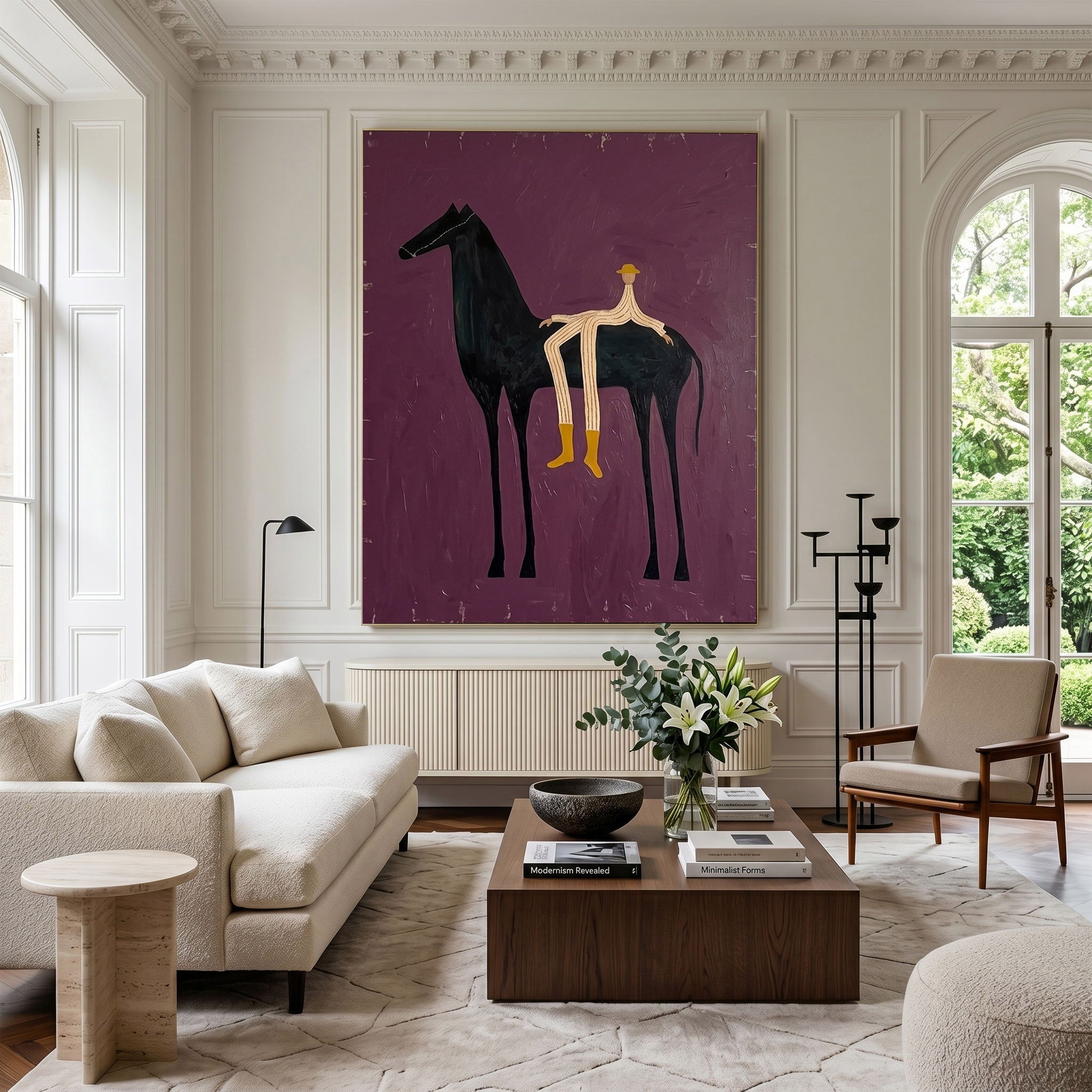 Large Cowboy Wall Art Modern Western Horse Oil Painting Luxury Equestrian Artwork