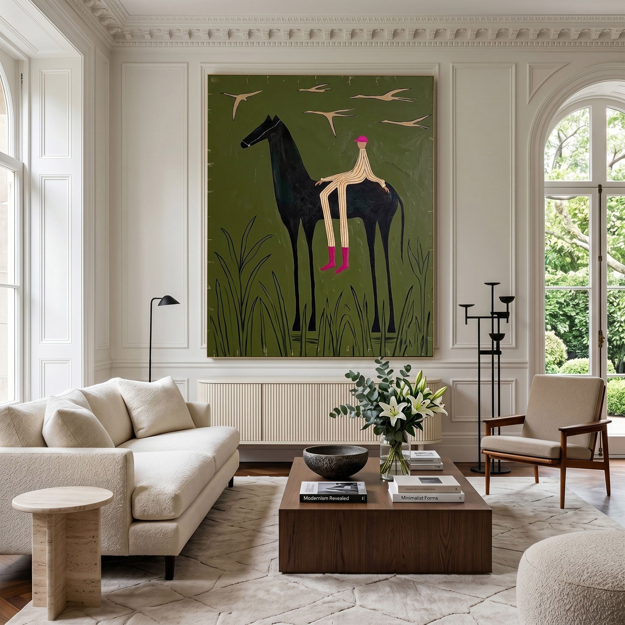Large Cowboy Horse Wall Art Western Oil Painting Minimalist Ranch Home Decor