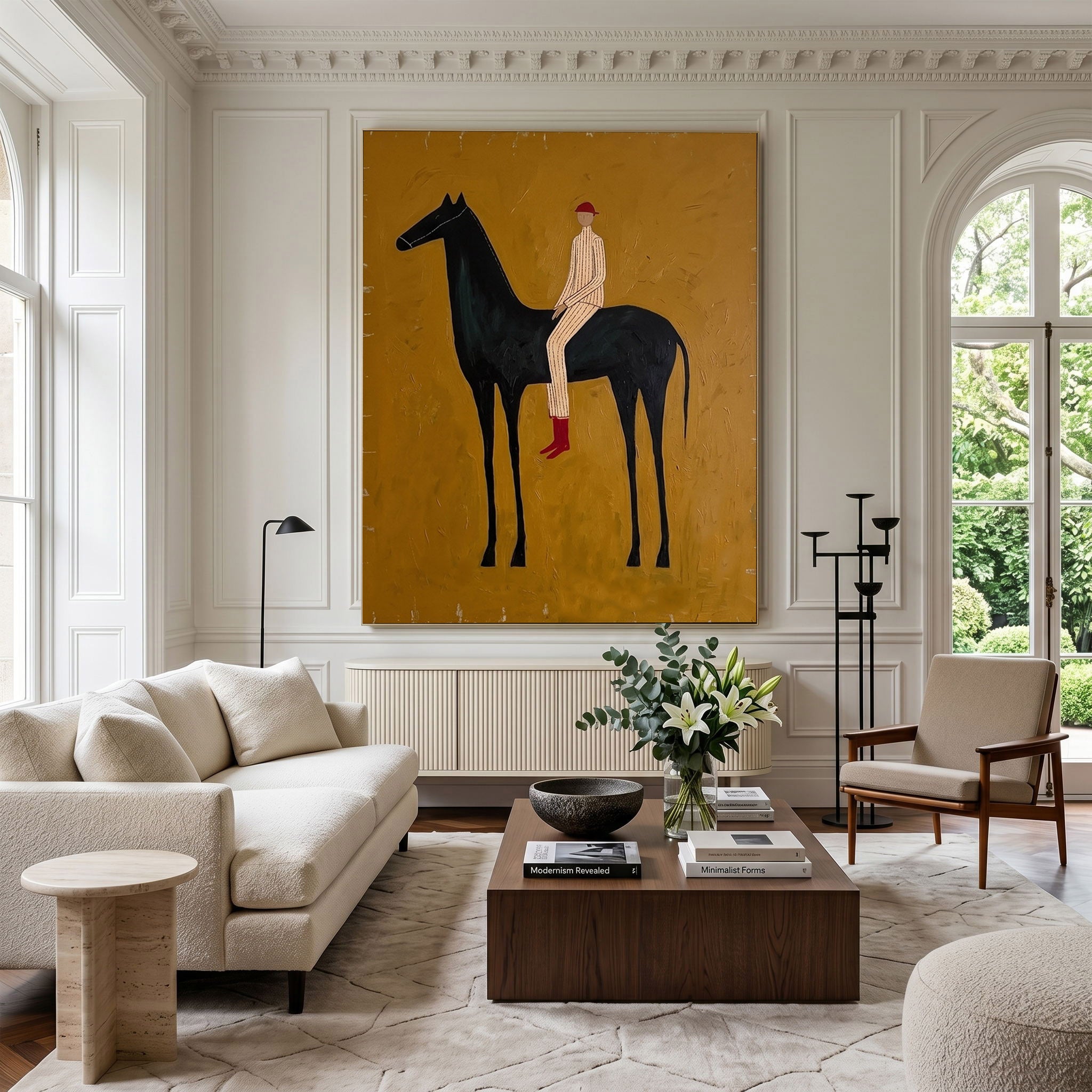 Large Cowboy Horse Wall Art Modern Western Oil Painting Southwestern Ranch Artwork