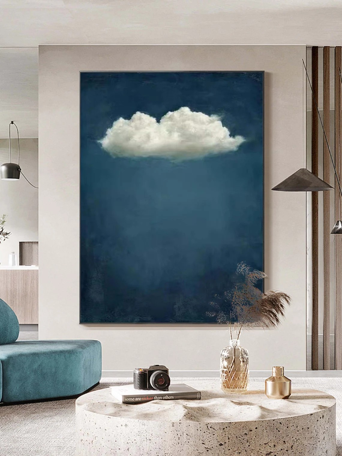 Dreamy Cloud Abstract Minimalist Blue Painting #SP015