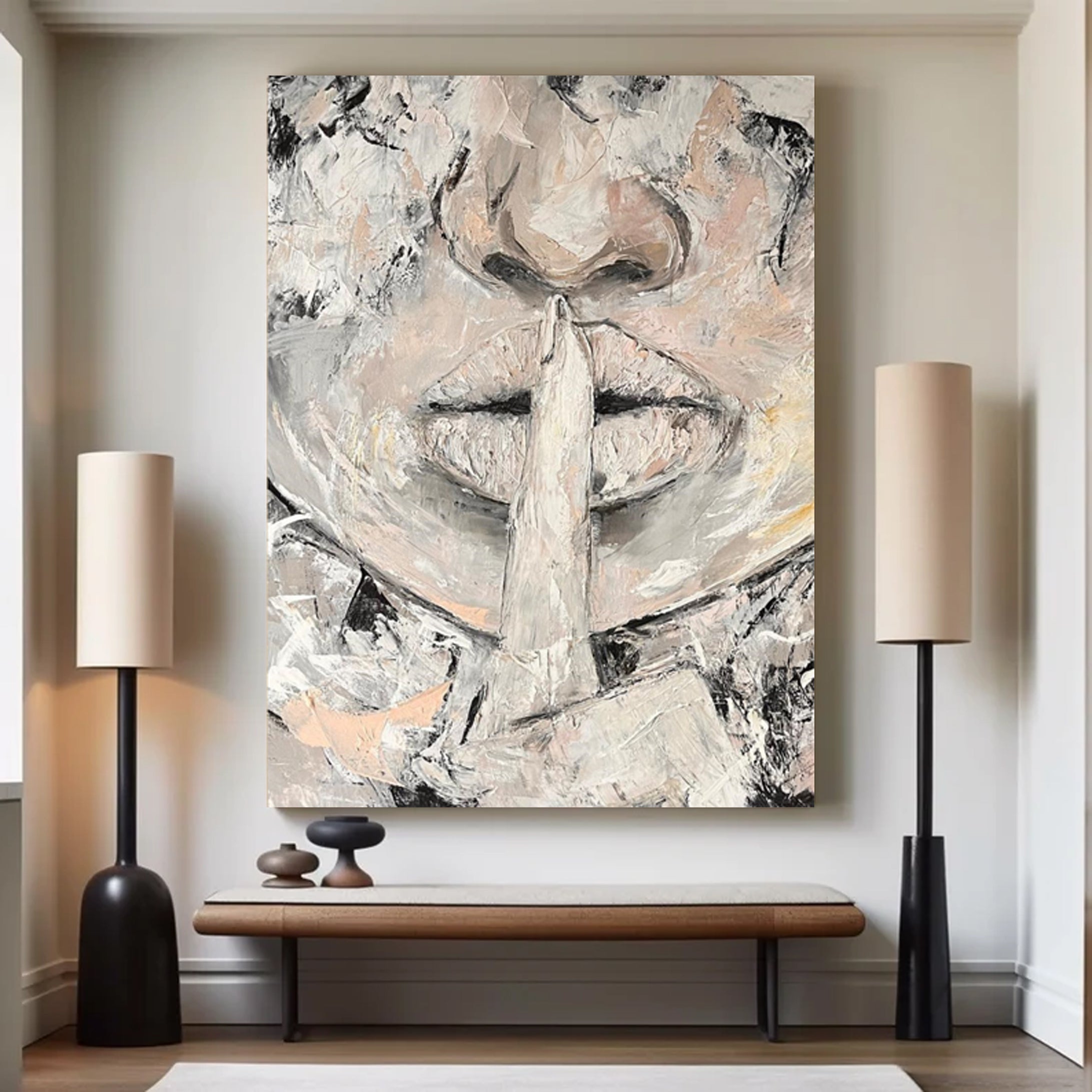 Abstract Face Silence Artwork Modern Minimalist Wall Art #HF005