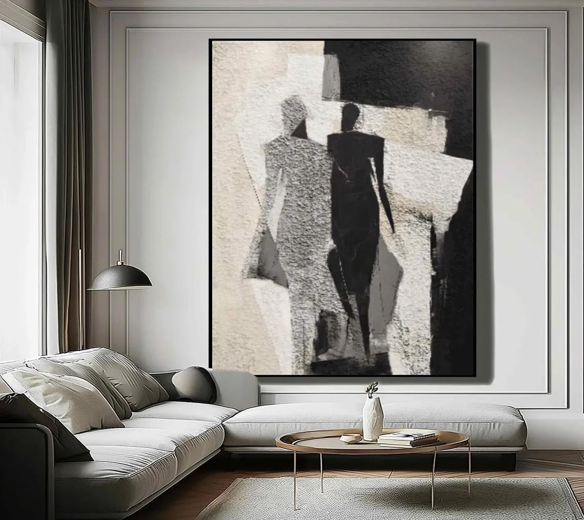 Black and White Modern Abstract Figure Wall Art #MM220