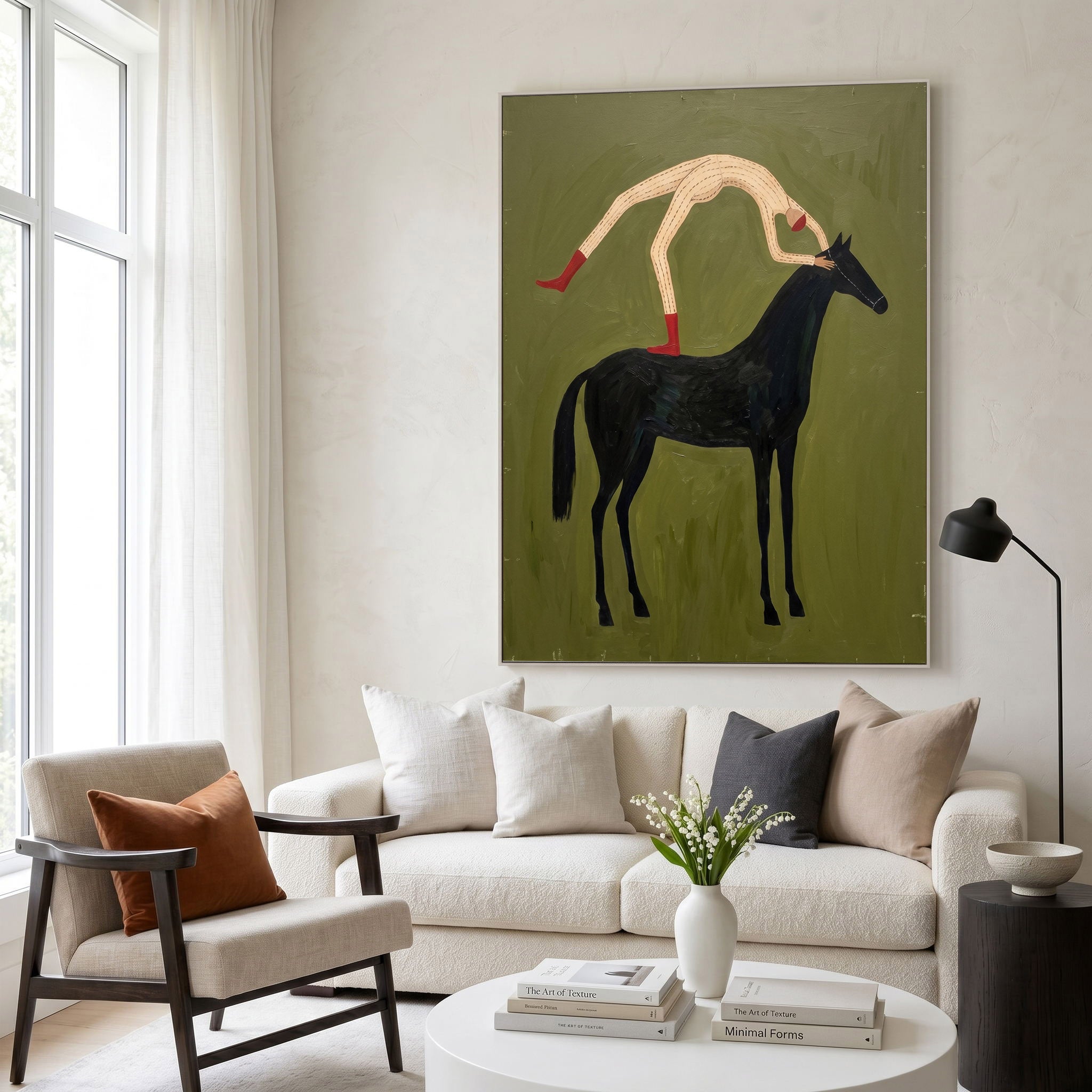 Large Cowboy Horse Wall Art Contemporary Western Oil Painting Hand Painted Artwork