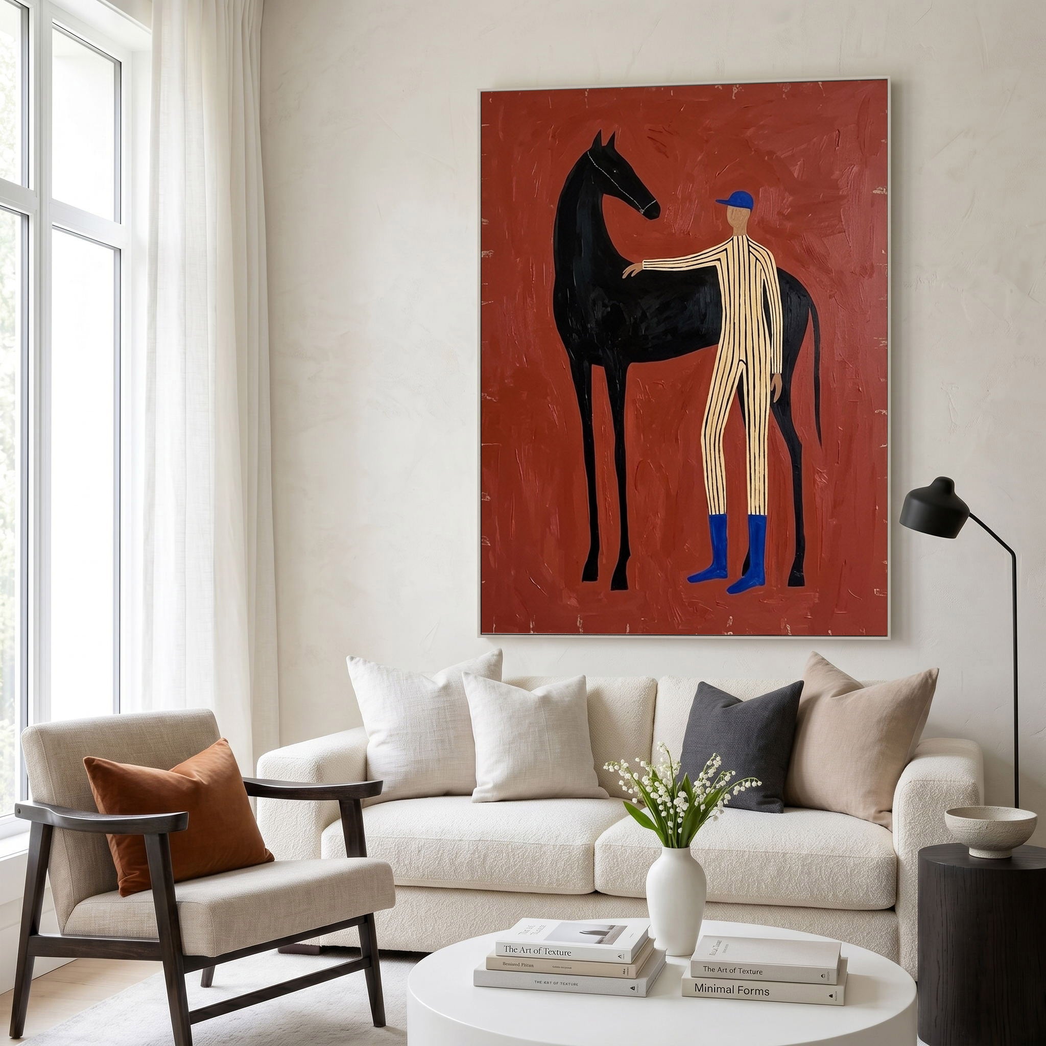 Large Cowboy Wall Art Modern Horse Oil Painting Southwestern Contemporary Artwork