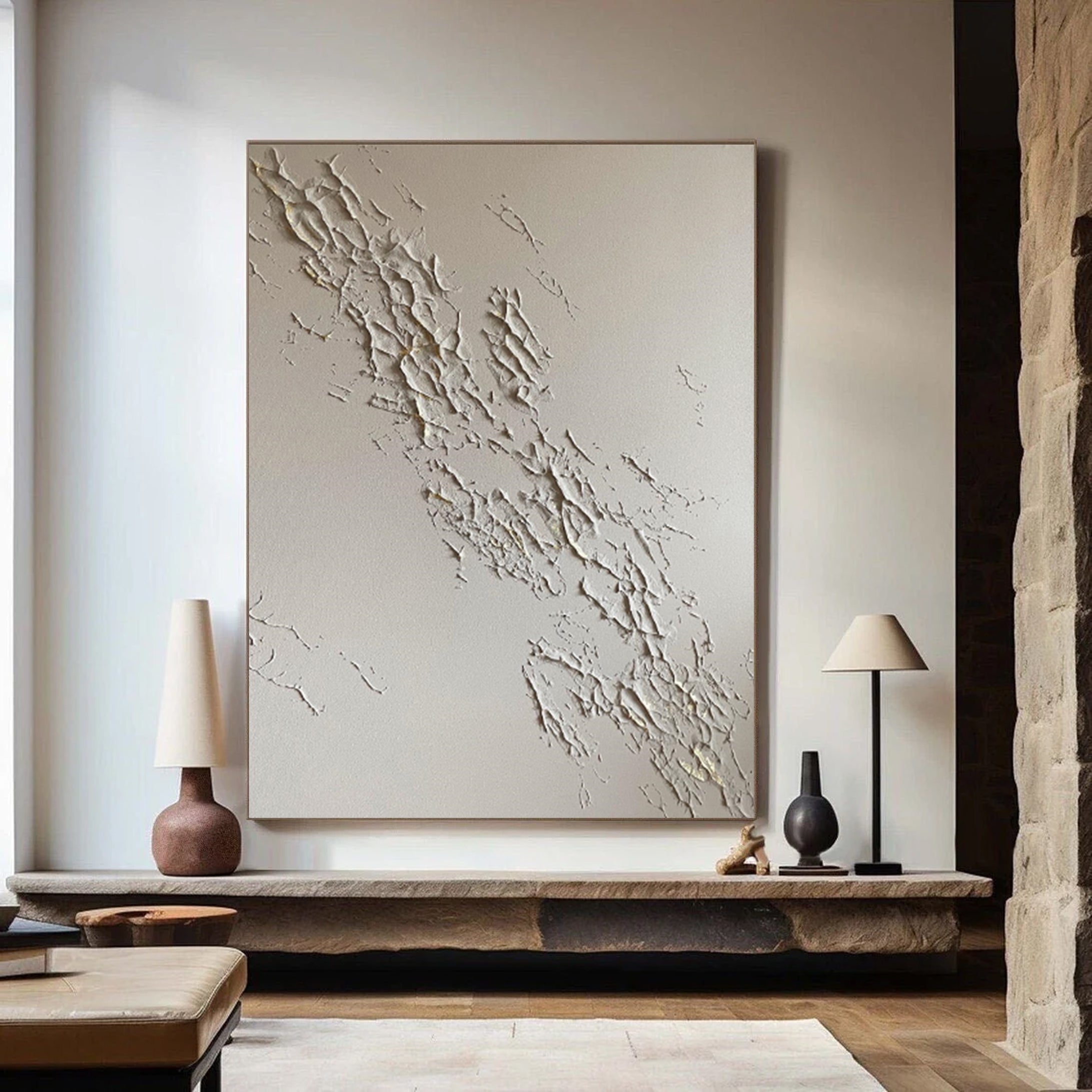 Modern Plaster Art Neutral Tones Canvas #MM029