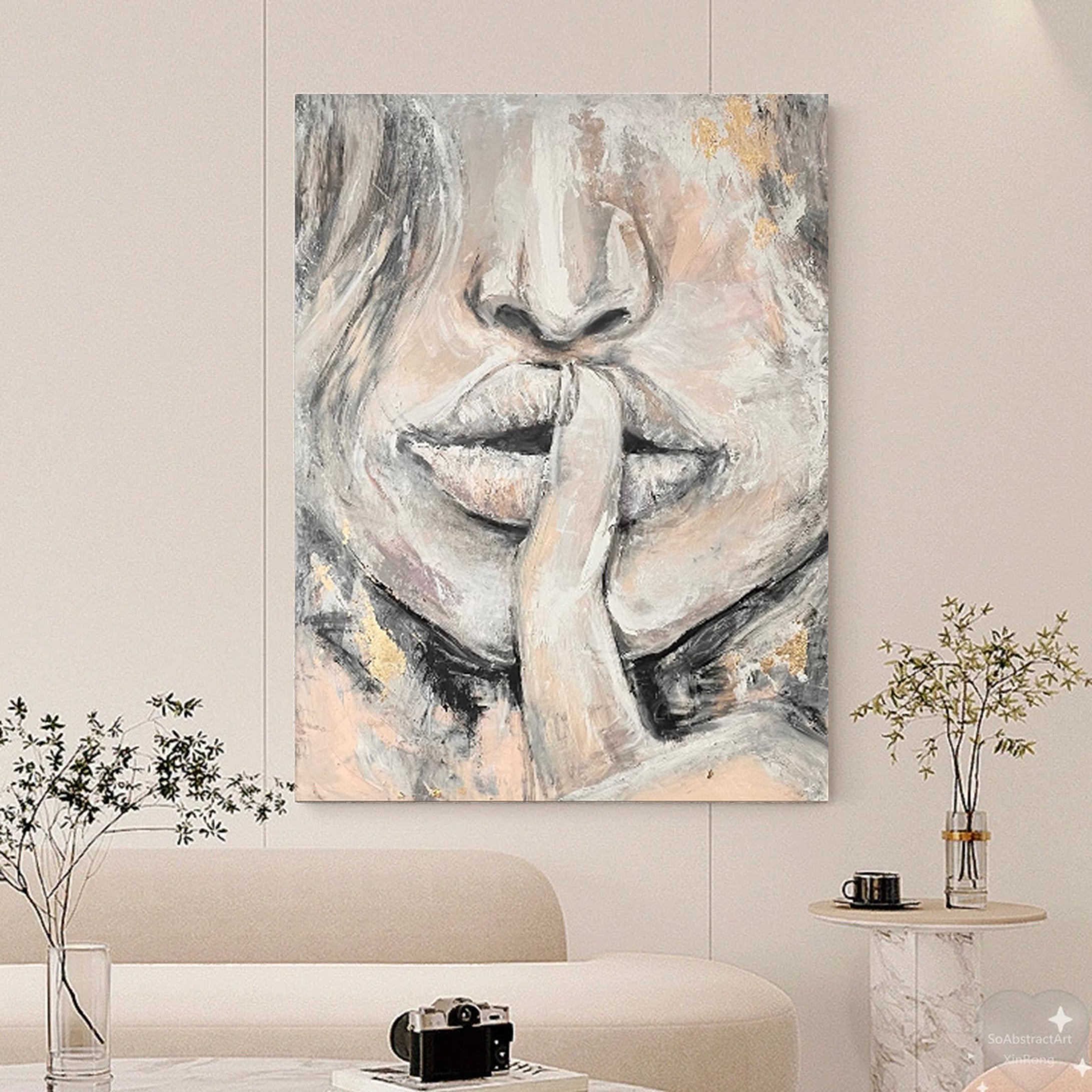 Abstract Face Silence Artwork Modern Minimalist Wall Art #HF003