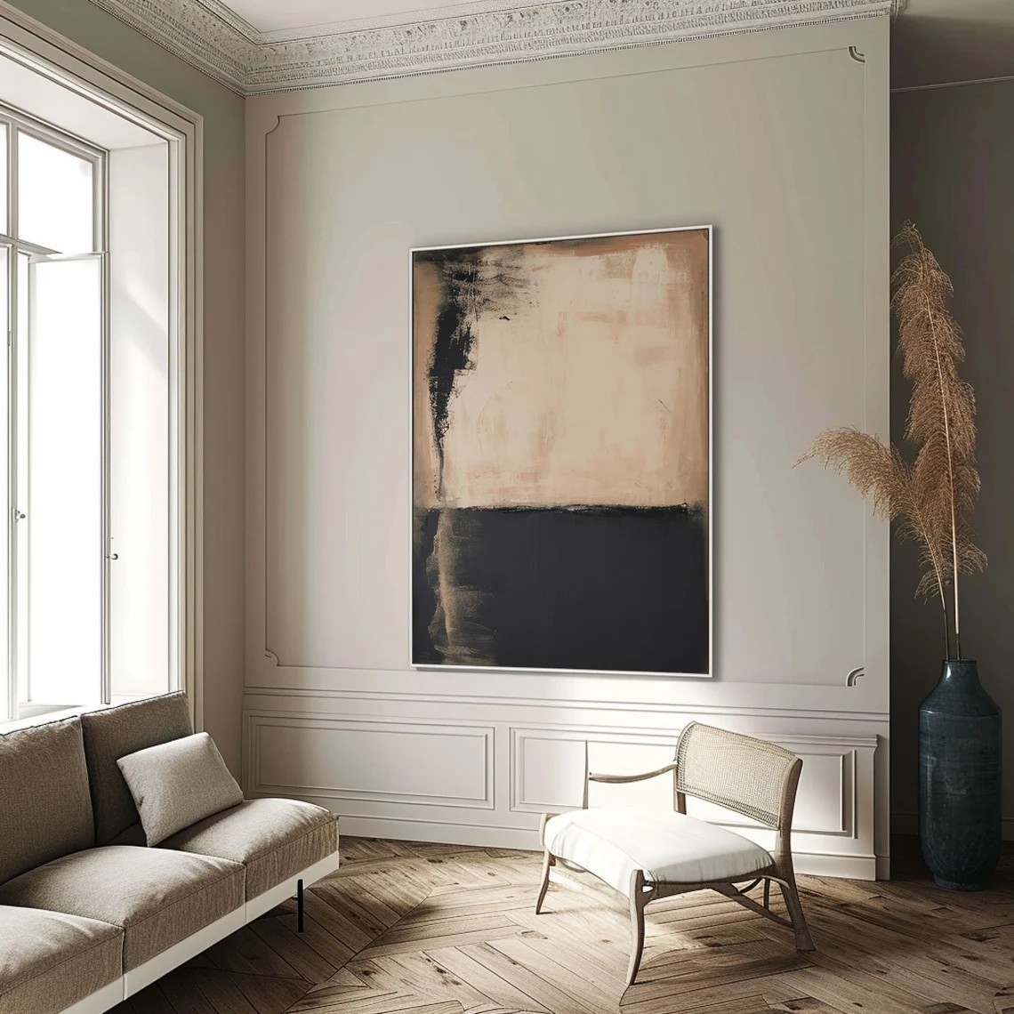 Contrasting Minimalist Textured Abstract Modern Wall Art #MM248