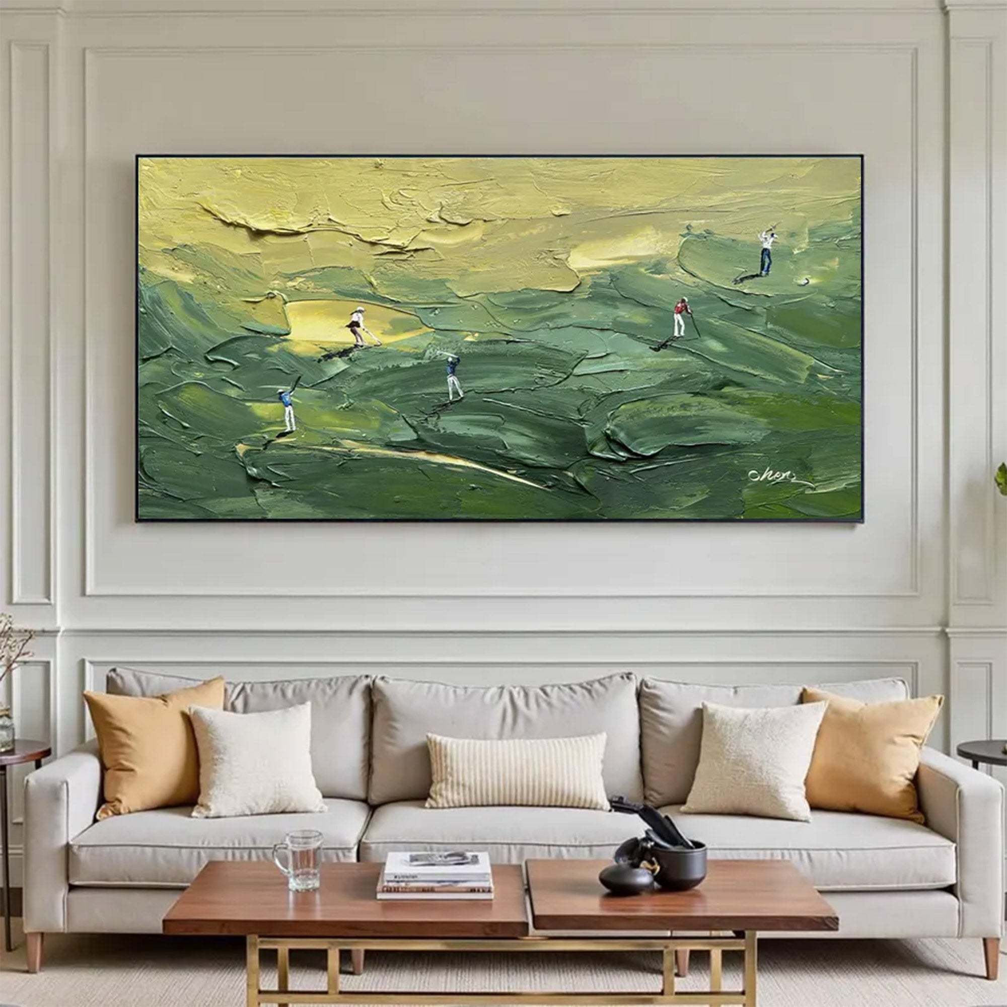 Large Green Golf Abstract Painting | KelorArt #AG 151