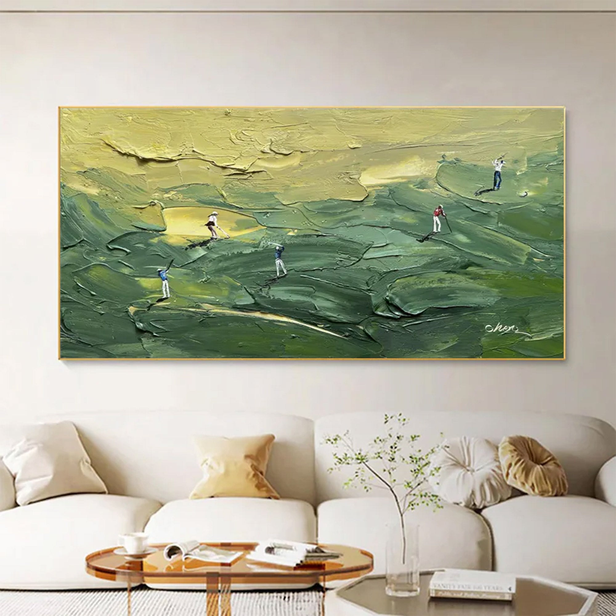Large Green Golf Abstract Painting | KelorArt #AG 151