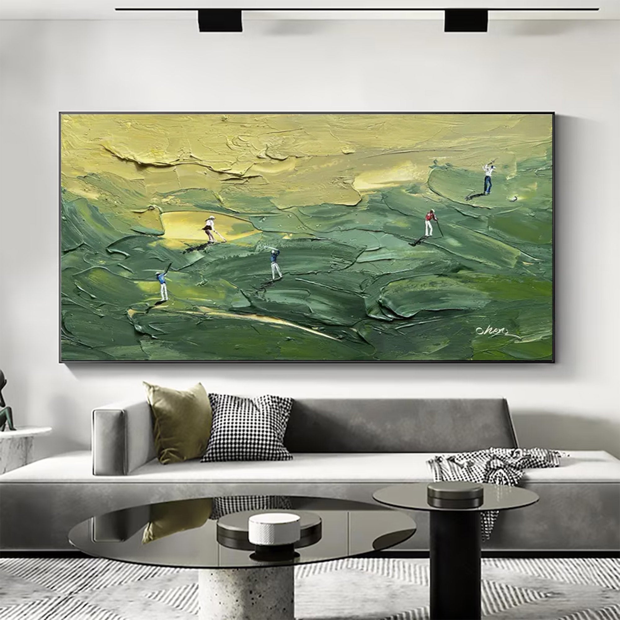 Large Green Golf Abstract Painting | KelorArt #AG 151